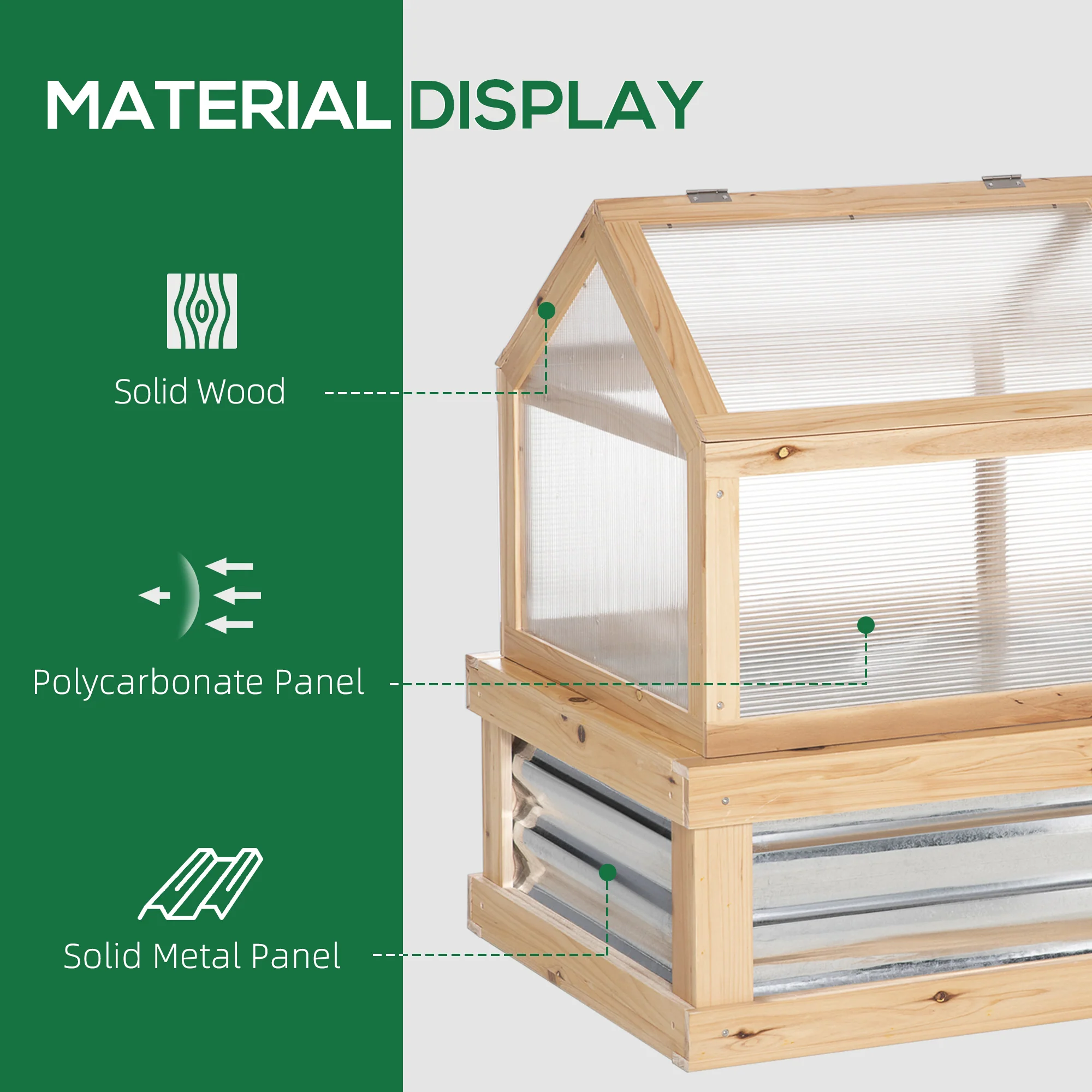 NookGrow Extend Garden Bed with Greenhouse, 48" x 24" x 32", Natural - Image 8