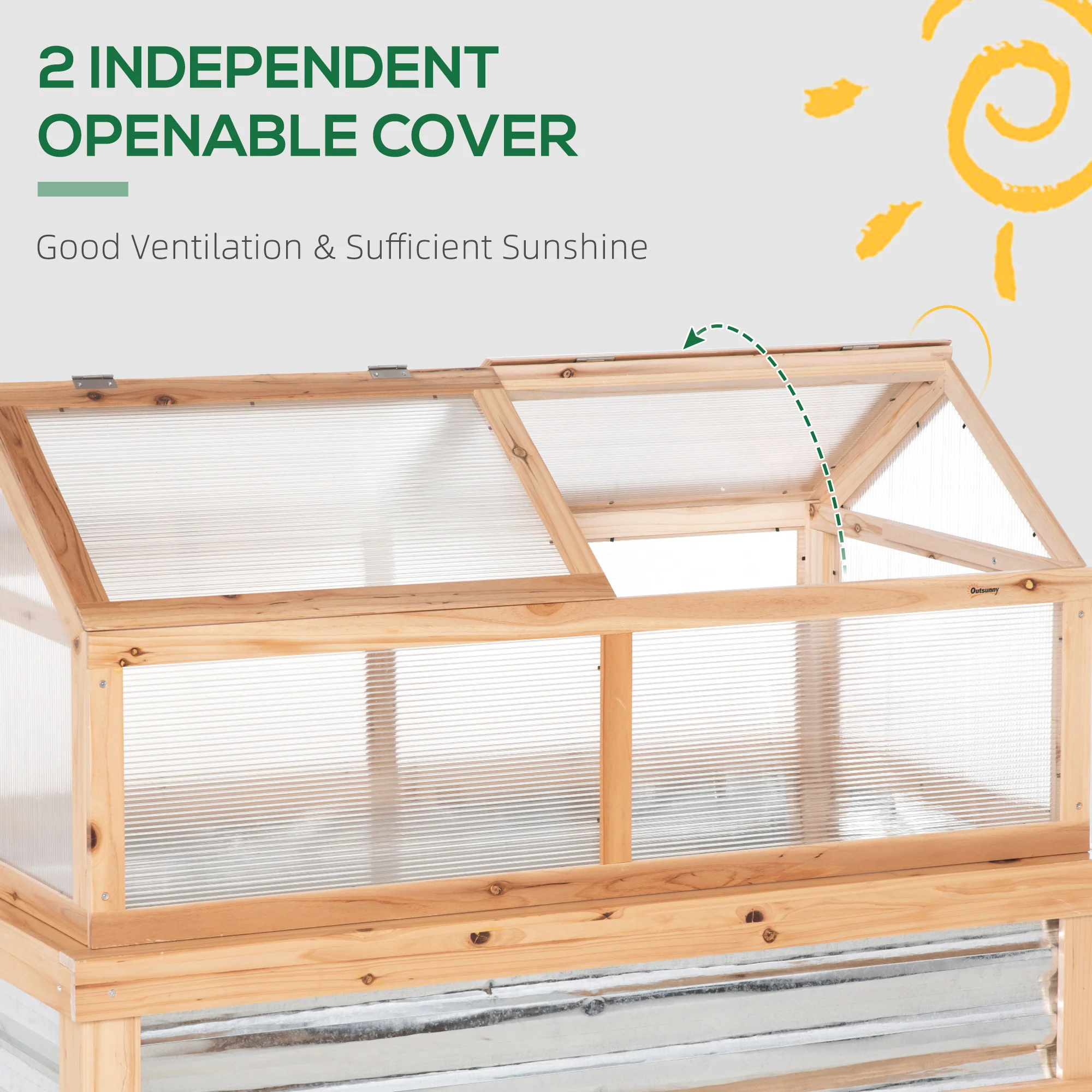 NookGrow Extend Garden Bed with Greenhouse, 48" x 24" x 32", Natural - Image 9