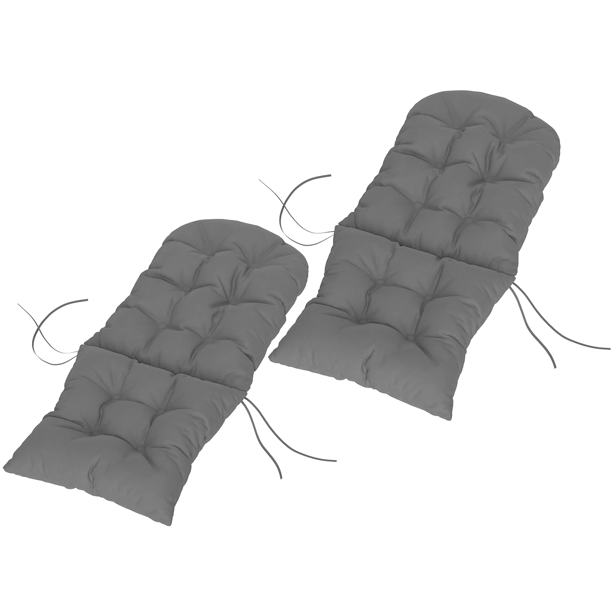 Set of 2 Adirondack Chair Cushions, Tufted High Back, Non-Slip, Gray - Image 2