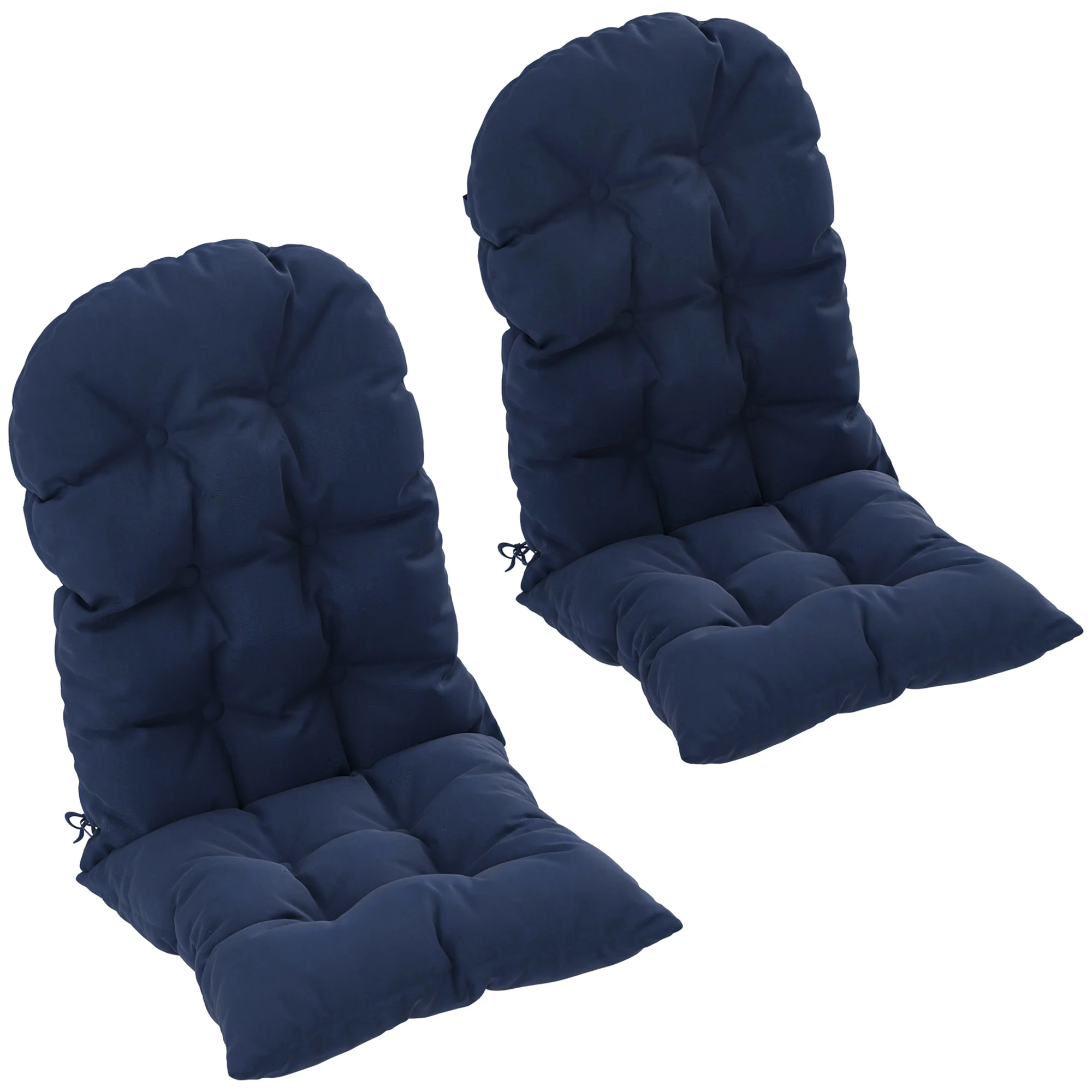Set of 2 Adirondack Chair Cushions, Tufted High Back, Non-Slip, Navy Blue