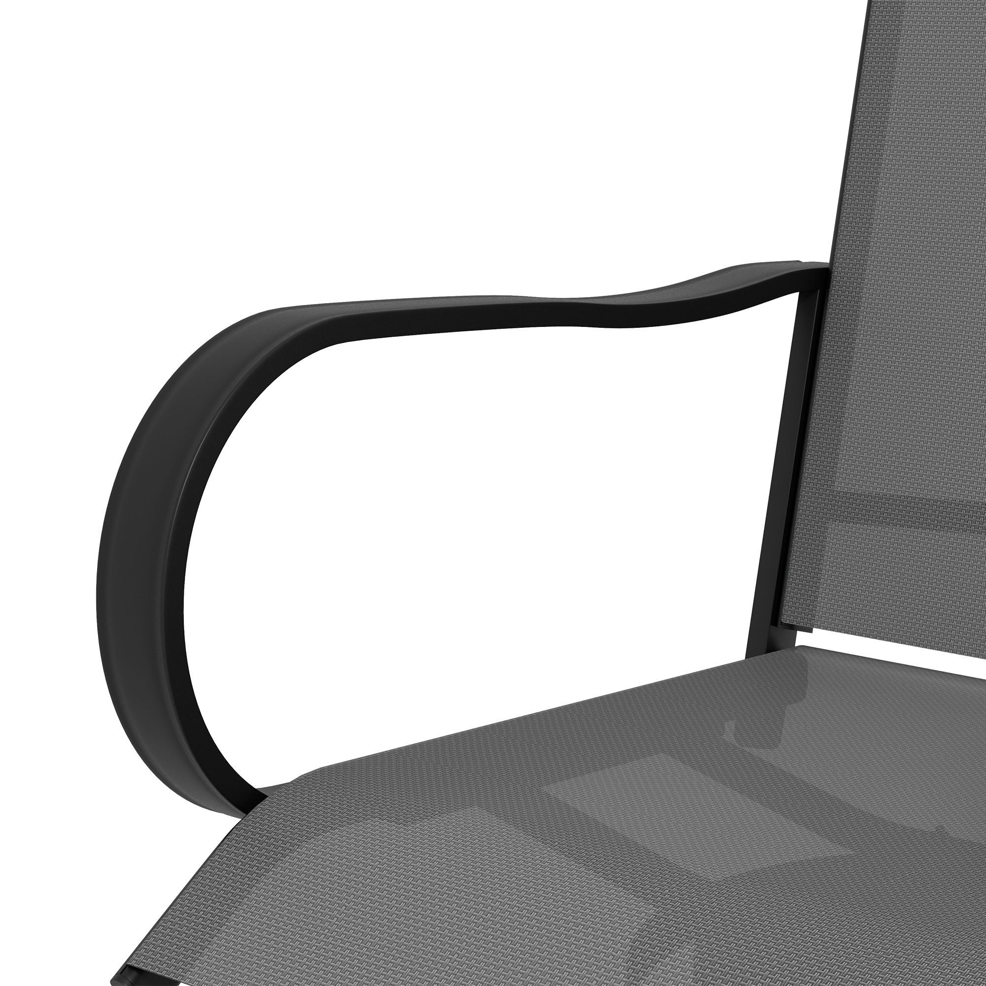 Set of 2 Outdoor Bar Stools with Armrests, 360 Degrees Swivel, Gray - Image 11