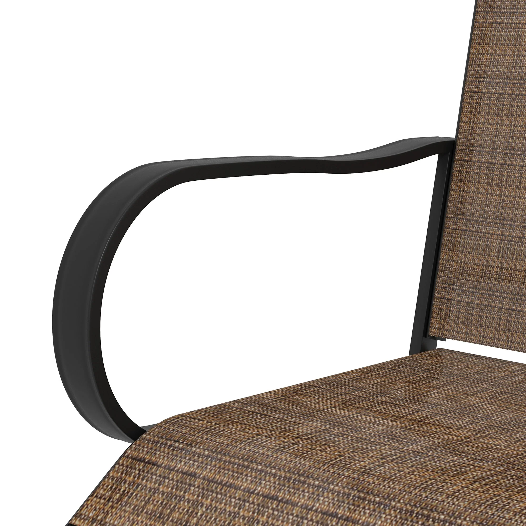 Set of 2 Outdoor Bar Stools with Armrests, 360 Degrees Swivel, Brown - Image 11