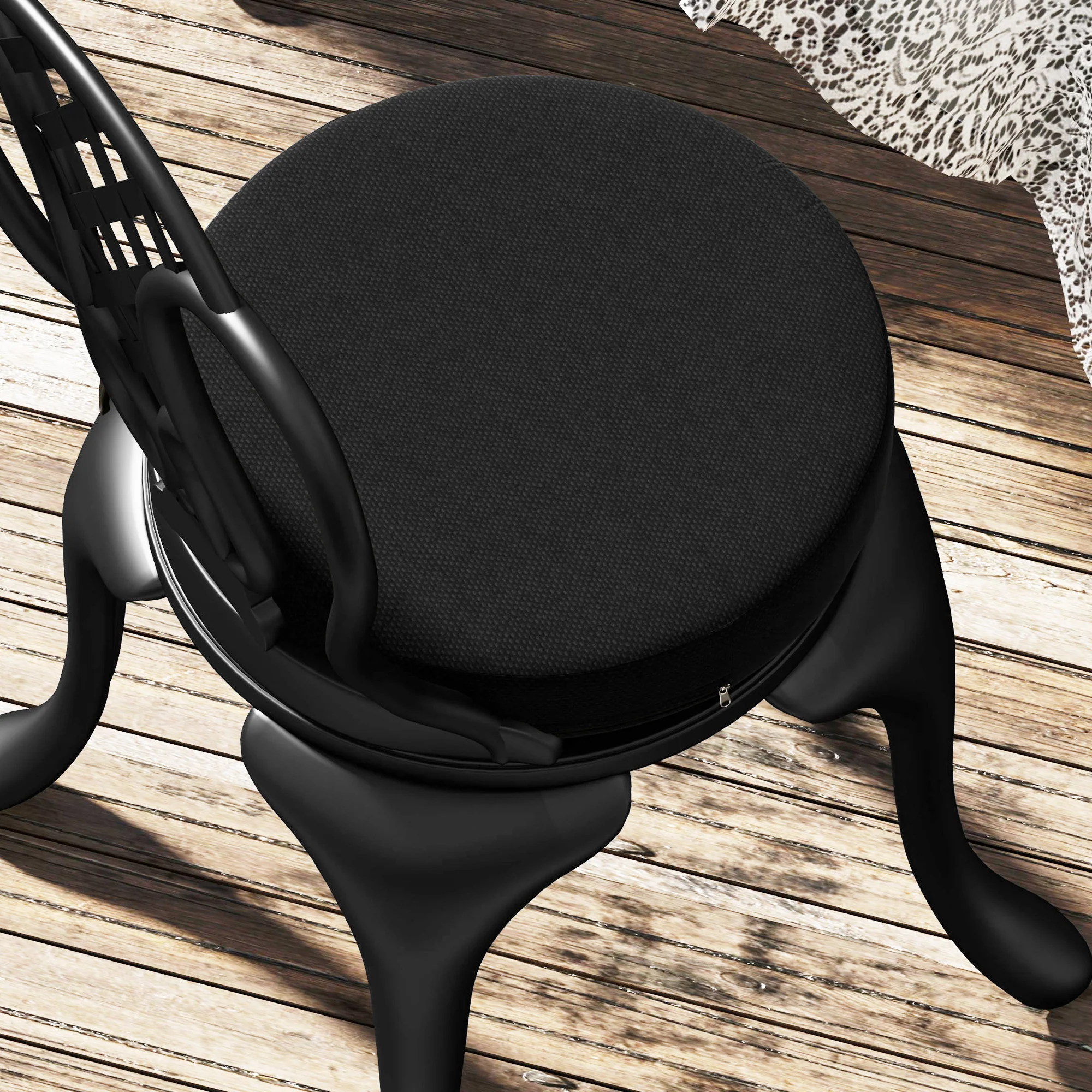 15" x 15" x 3" Round Seat Cushions for Dining Bistro Chairs, Machine Washable, Black - Image 11