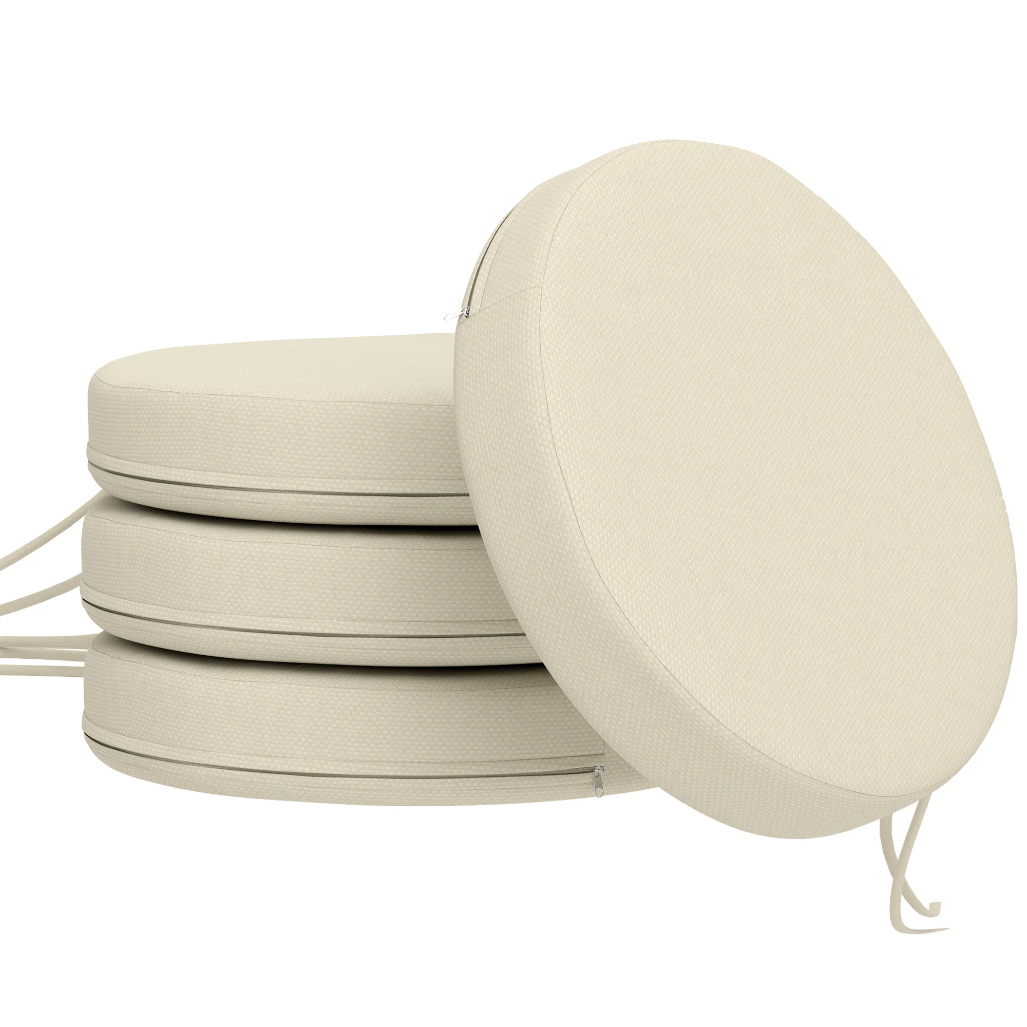 15" x 15" x 3" Round Seat Cushions for Dining Bistro Chairs, Machine Washable, Cream White - Image 12