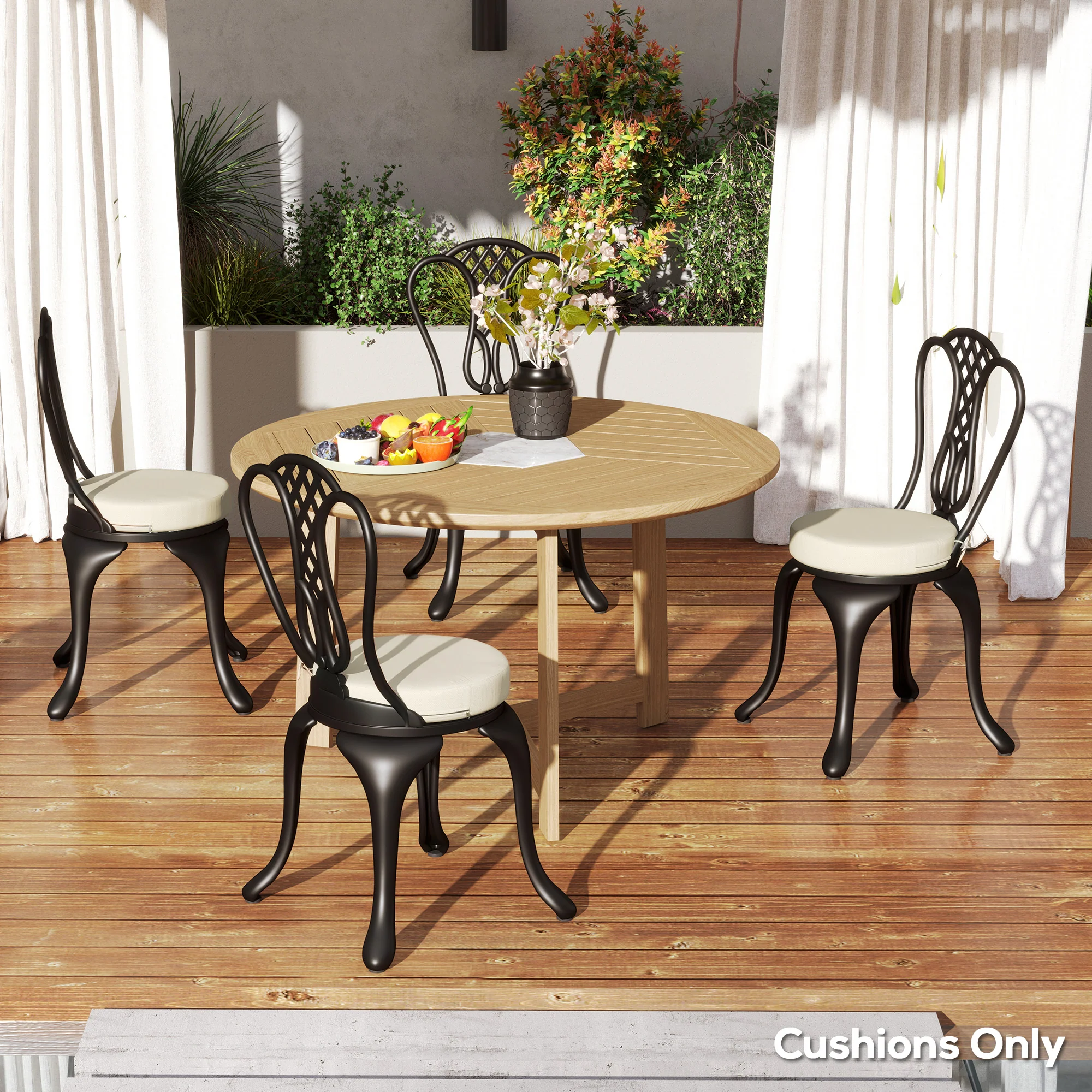15" x 15" x 3" Round Seat Cushions for Dining Bistro Chairs, Machine Washable, Cream White - Image 3