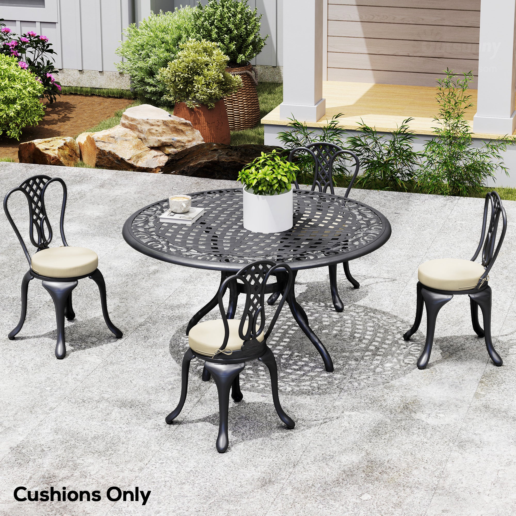 15" x 15" x 3" Round Seat Cushions for Dining Bistro Chairs, Machine Washable, Cream White - Image 4