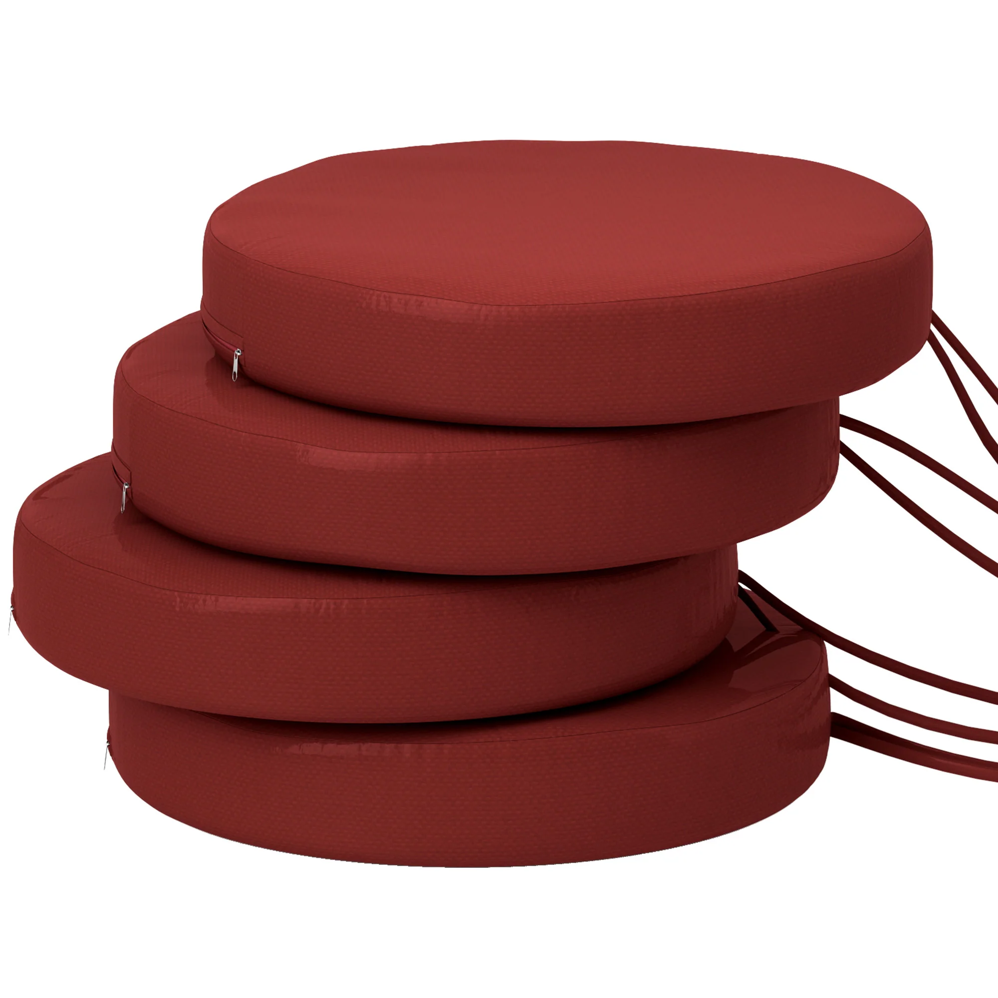 15" x 15" x 3" Round Seat Cushions for Dining Chairs, Machine Washable, Wine Red - Image 2