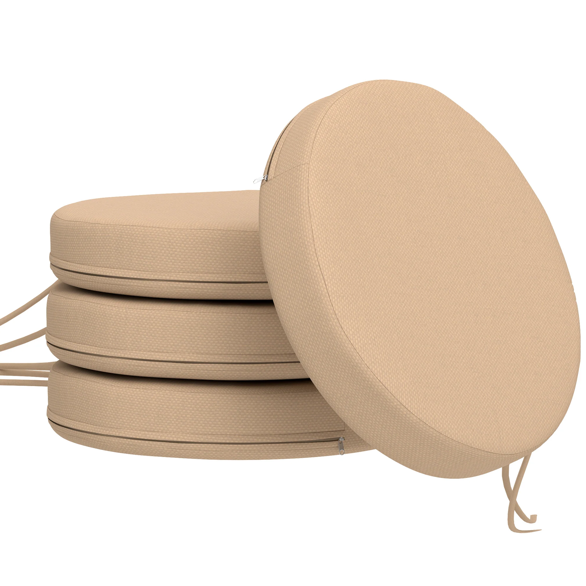 15" x 15" x 3" Round Seat Cushions for Dining Bistro Chairs, Machine Washable, Khaki - Image 12
