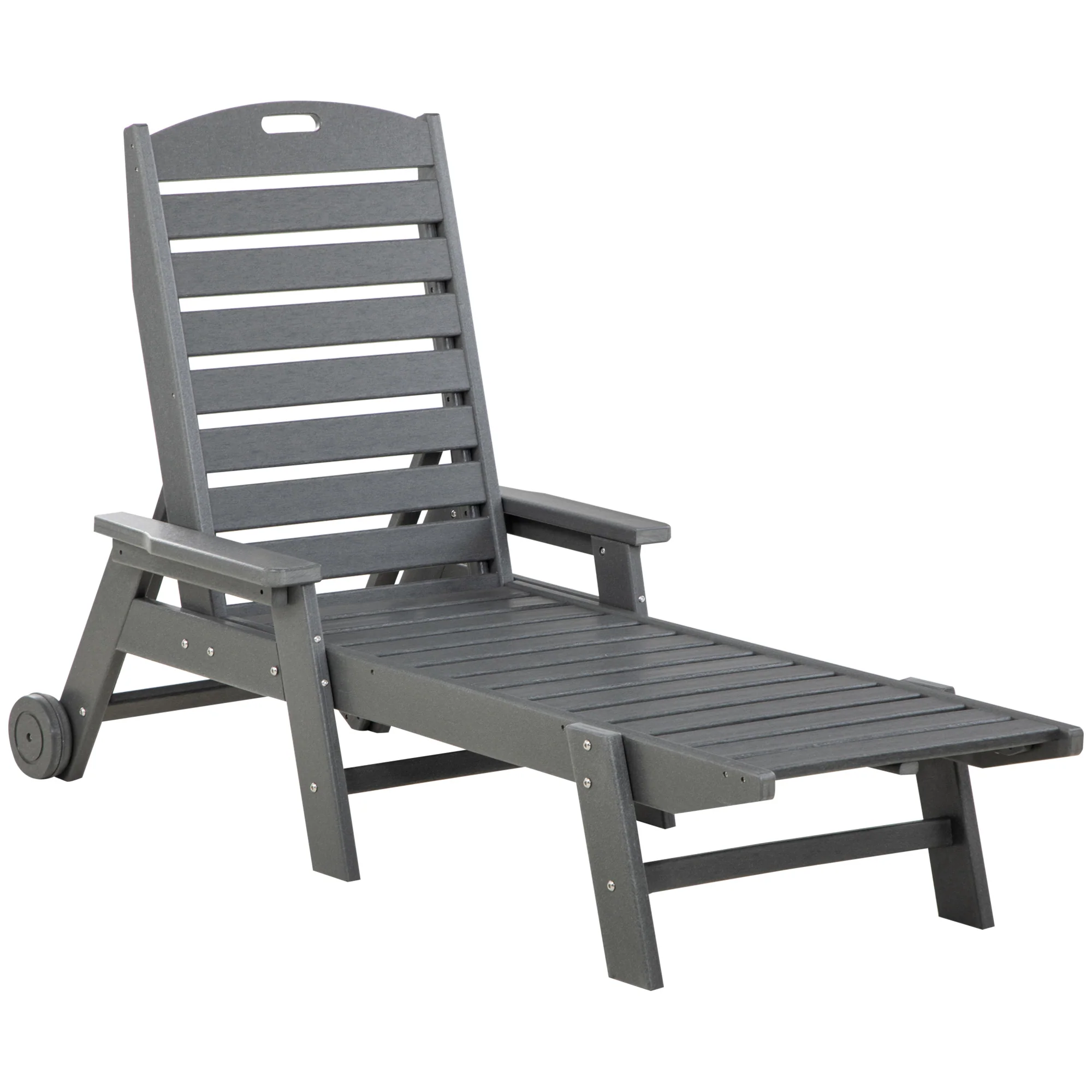Waterproof Adjustable Reclining Chaise Lounge Chair with Wheels, Light Gray - Image 2