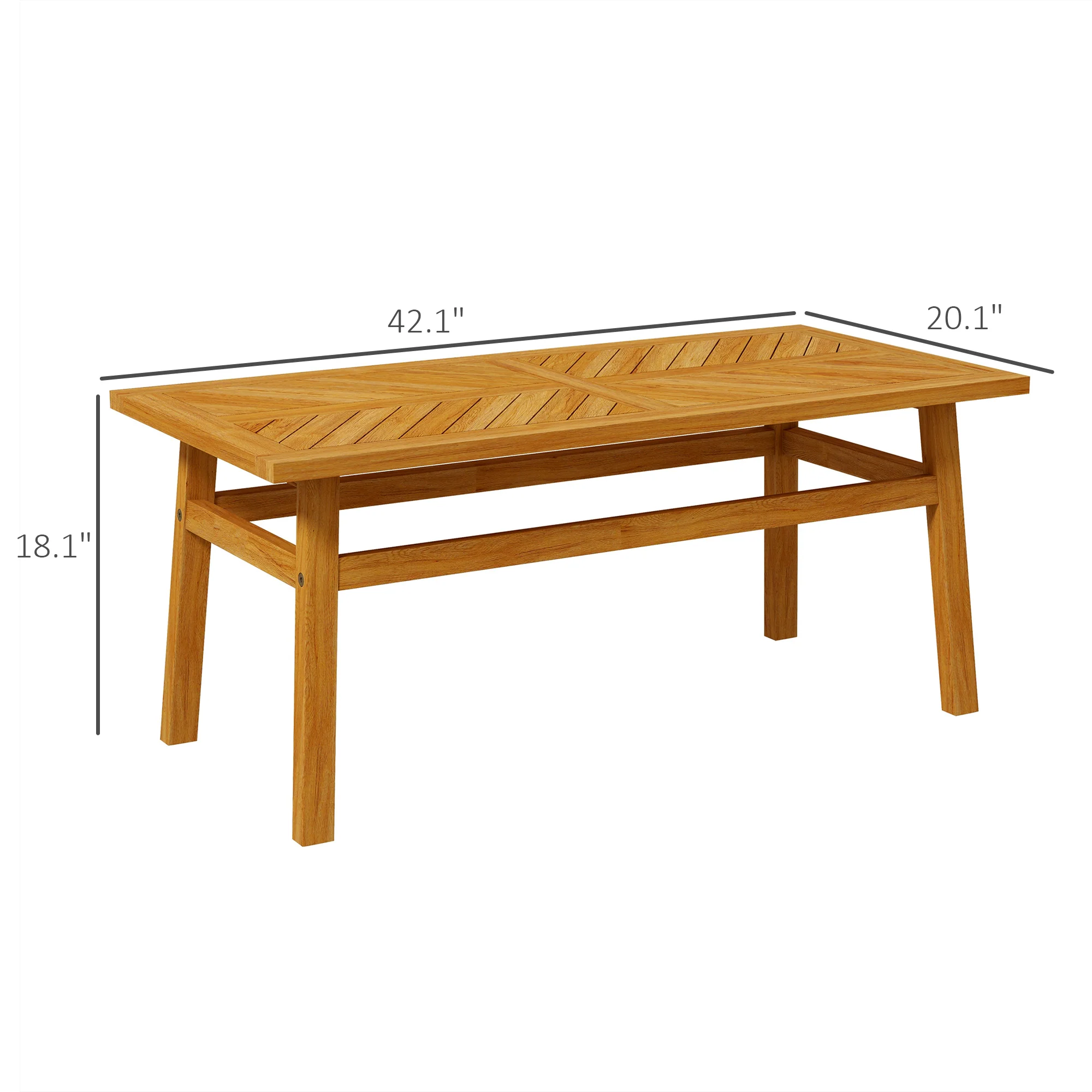 Rustic Acacia Wood Outdoor Coffee Table, Natural Finish for Patio & Deck - Image 5