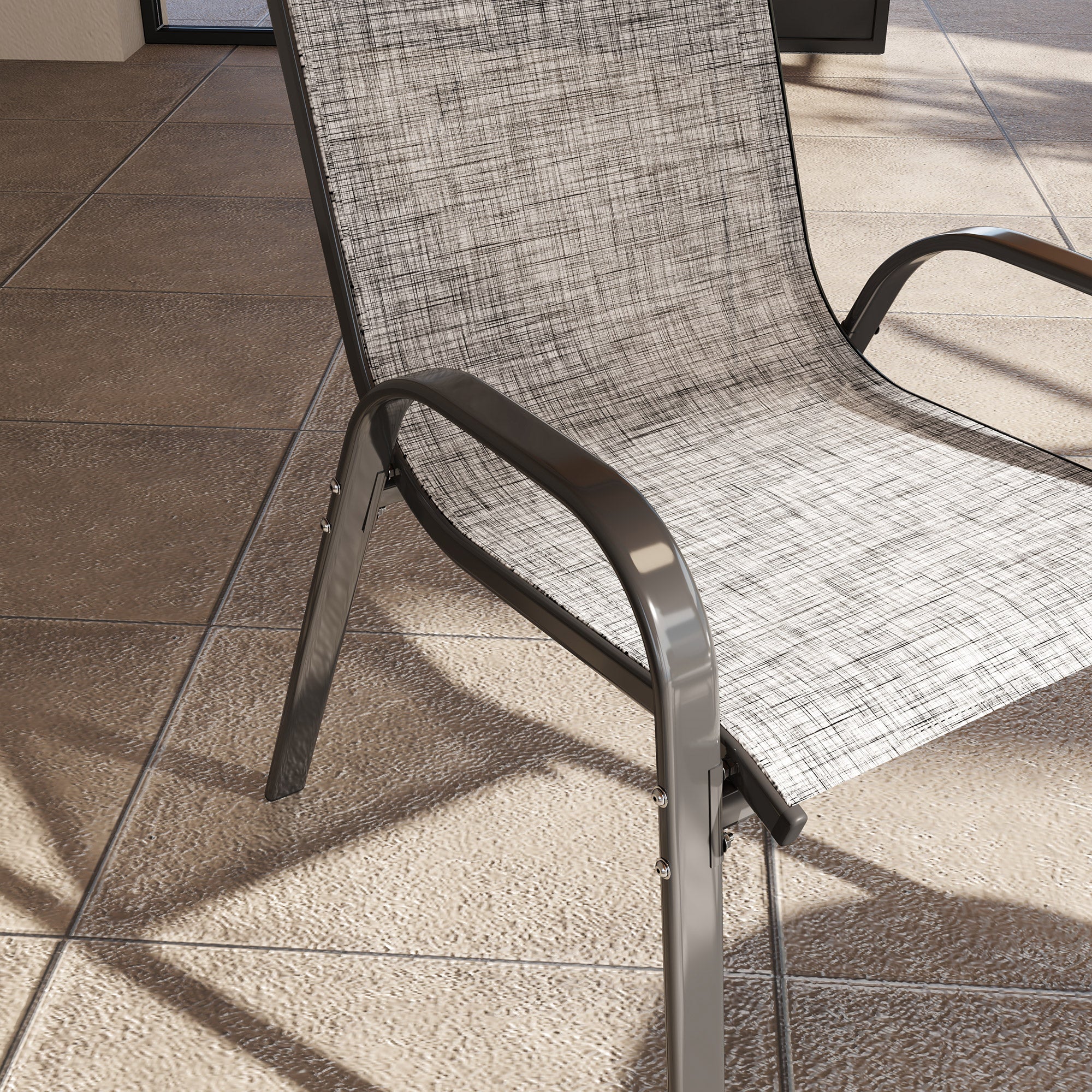 4 Stackable Patio Chairs with High Back, Breathable Mesh, Mixed Gray - Image 10