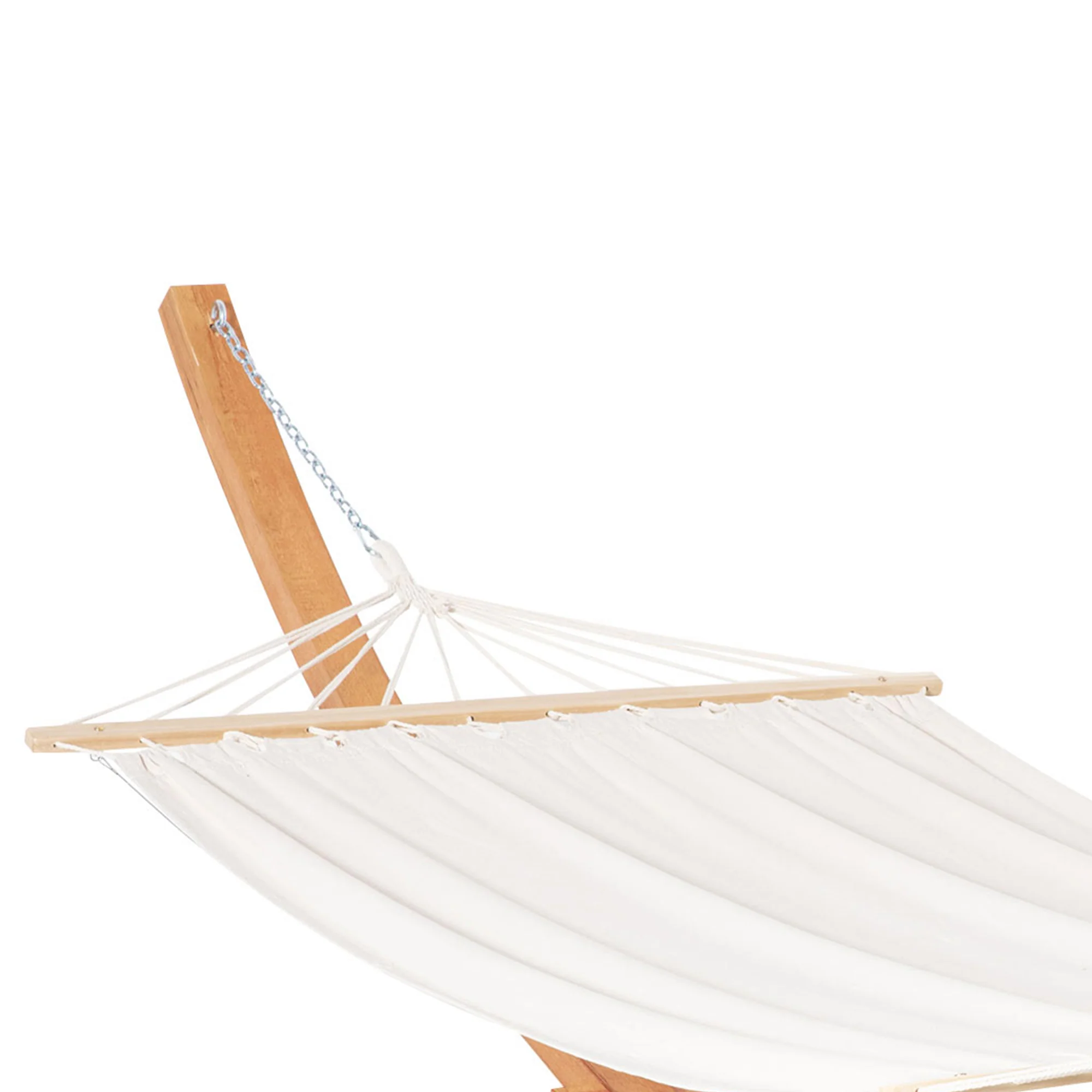 12.8' Heavy Duty Wooden Hammock Stand with Boho Style Nap Bed, No Tree Needed, White Cotton - Image 11