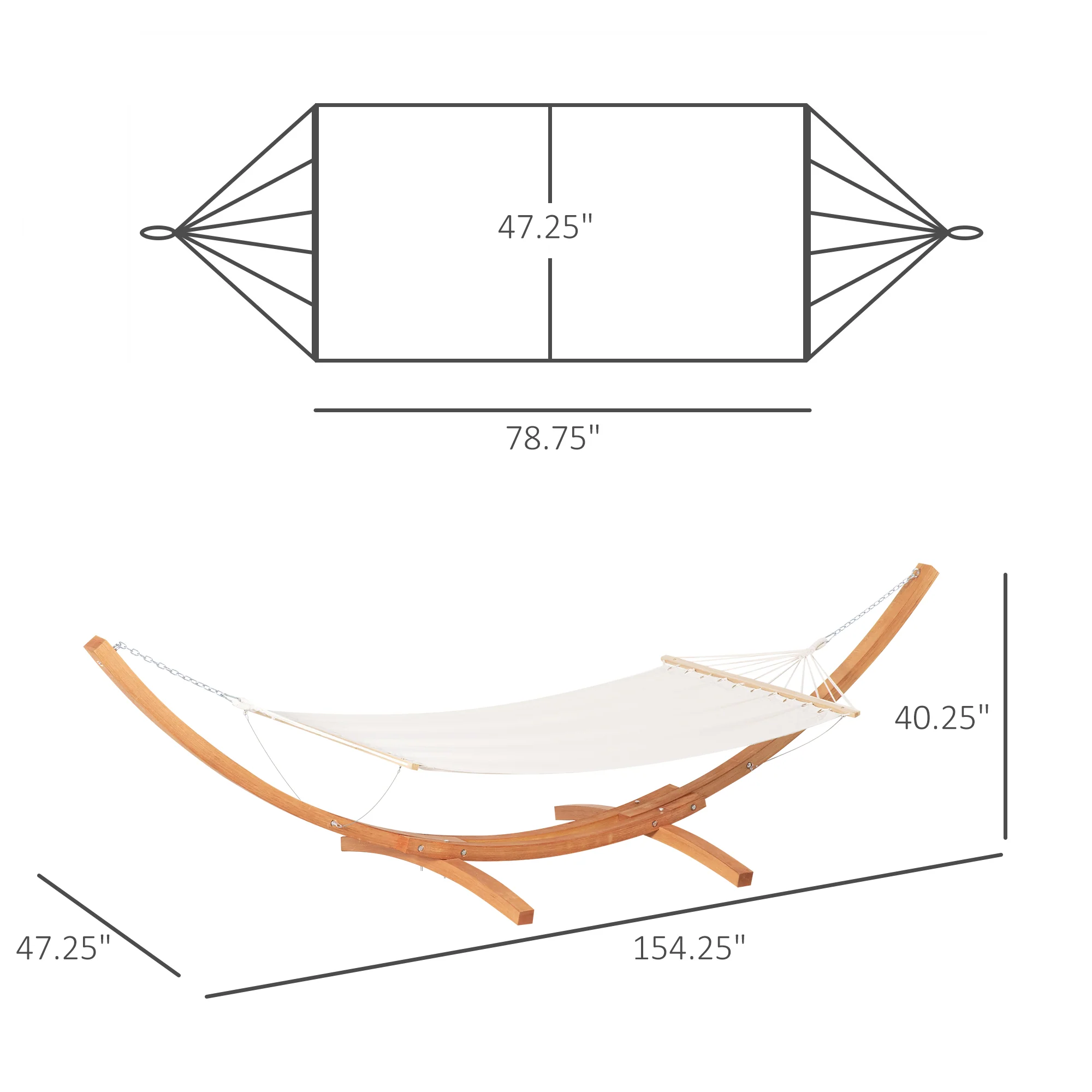 12.8' Heavy Duty Wooden Hammock Stand with Boho Style Nap Bed, No Tree Needed, White Cotton - Image 5