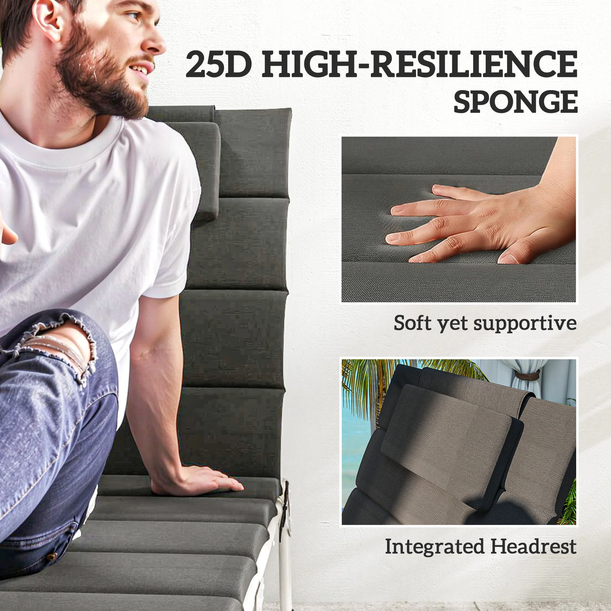 80" x 26" Chaise Lounge Cushions, UPF50+ Olefin, Dark Gray - Image 7