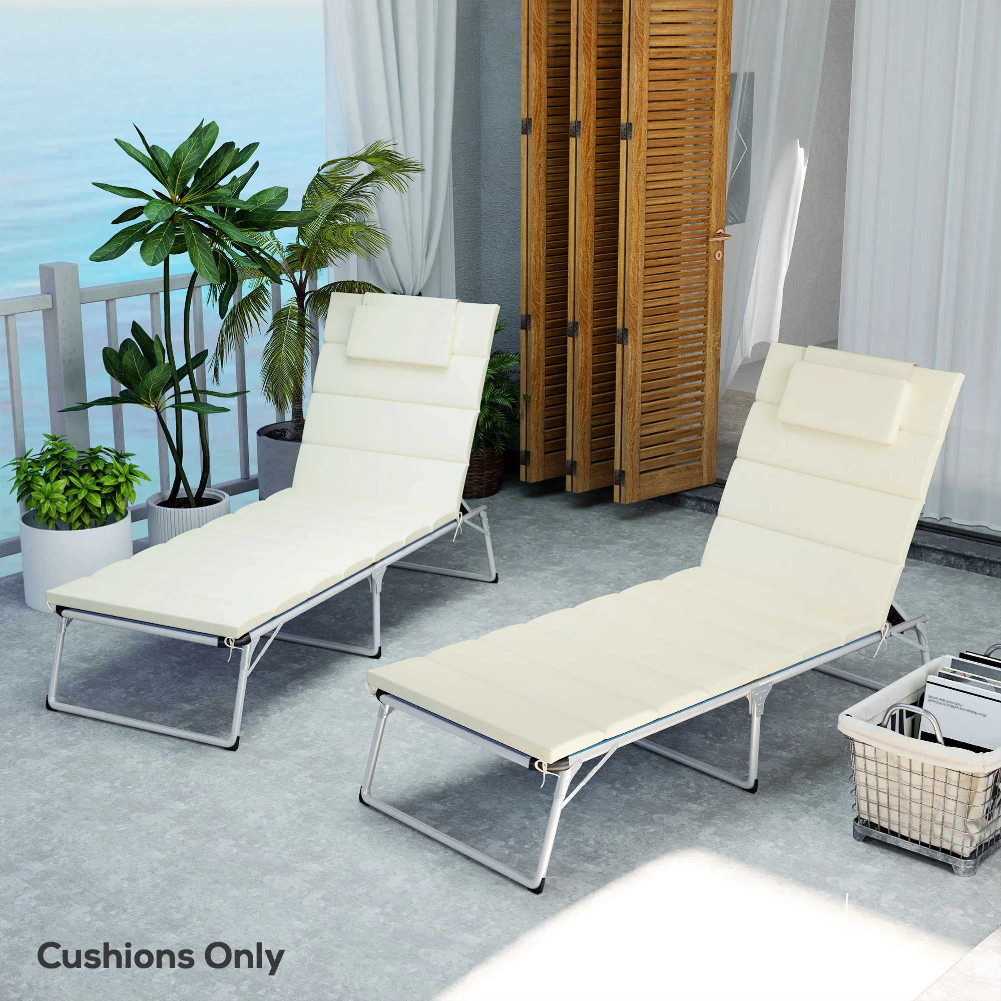 80" x 26" Chaise Lounge Cushions, UPF50+ Olefin, Cream White - Image 4