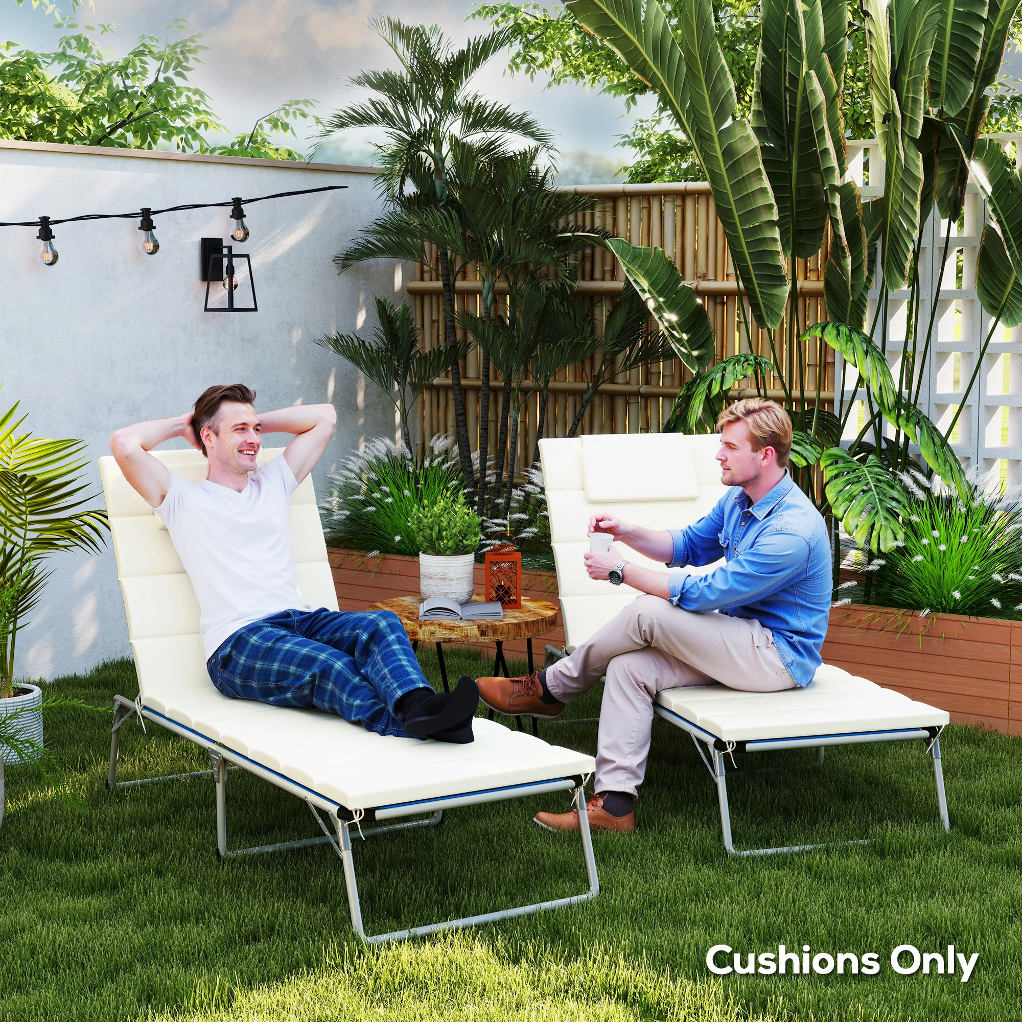 80" x 26" Chaise Lounge Cushions, UPF50+ Olefin, Cream White - Image 9