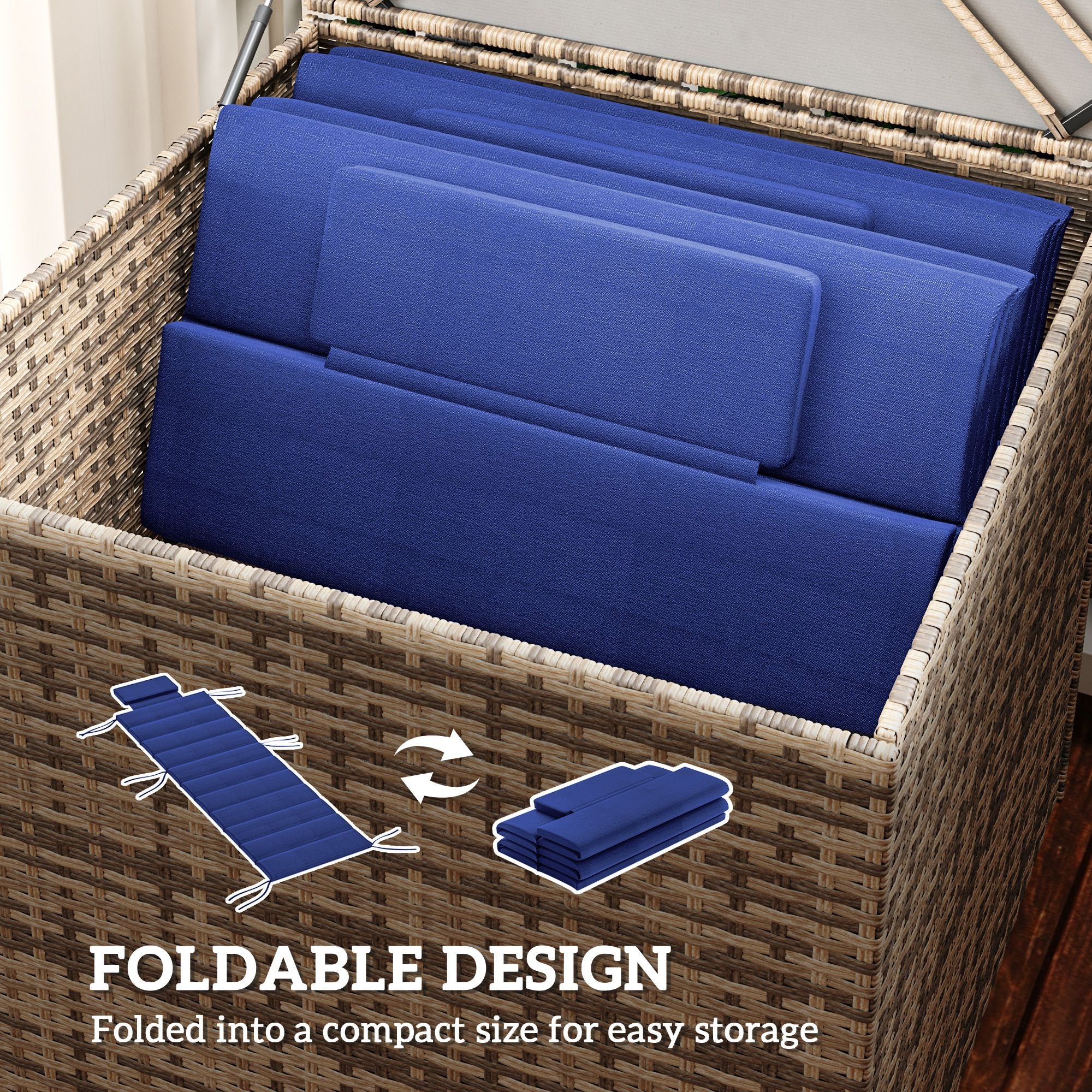 80" x 26" Chaise Lounge Cushion Set, UPF50+ Olefin, Dark Blue - Image 8