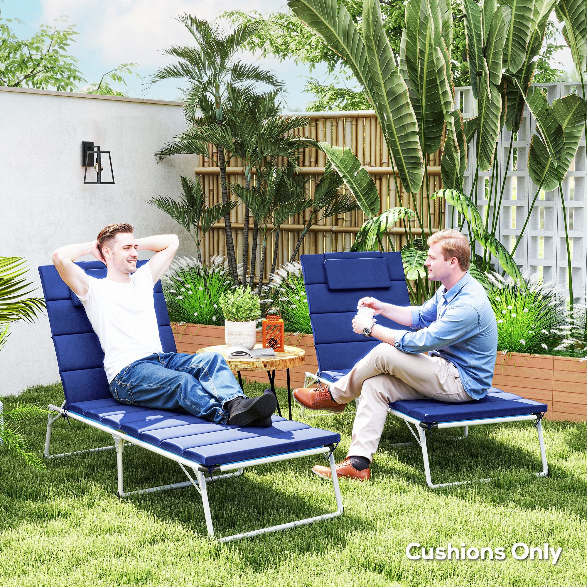 80" x 26" Chaise Lounge Cushion Set, UPF50+ Olefin, Dark Blue - Image 9