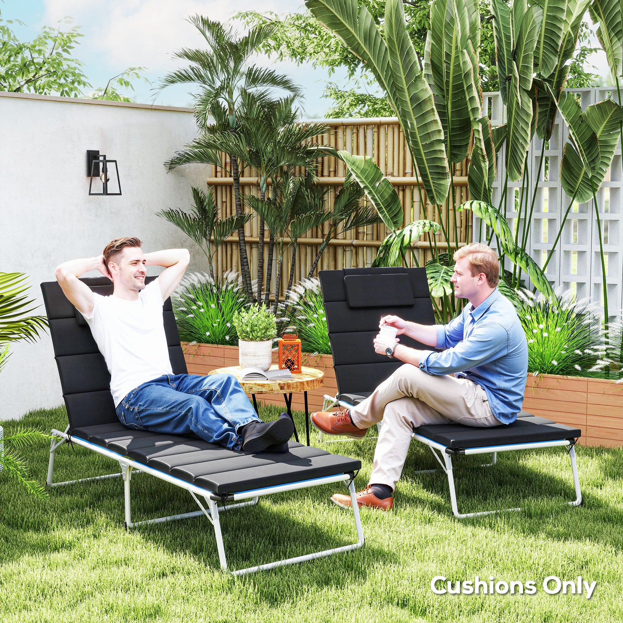 80" x 26" Chaise Lounge Cushion Set, UPF50+ Olefin, Black - Image 9