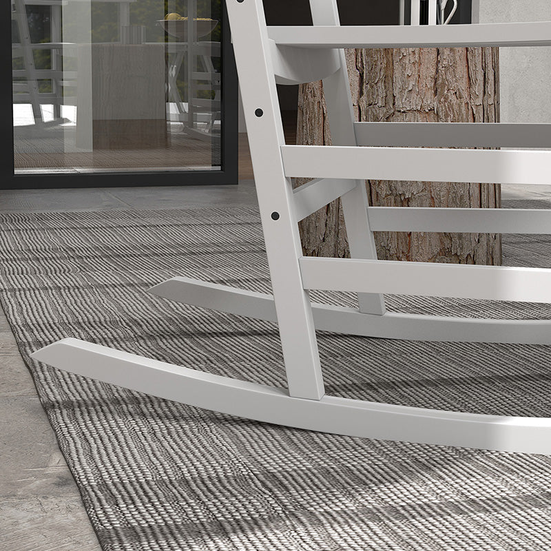 2-Piece Patio Rocking Chair Set, Wooden with Smooth Armrests, High Back, Supports 352 lbs, White - Image 10