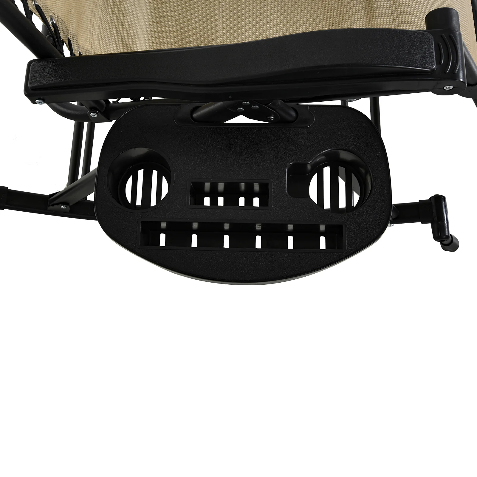 Foldable Reclining Zero Gravity Rocker, Pillow, Cup & Phone Holder, Beige - Image 11