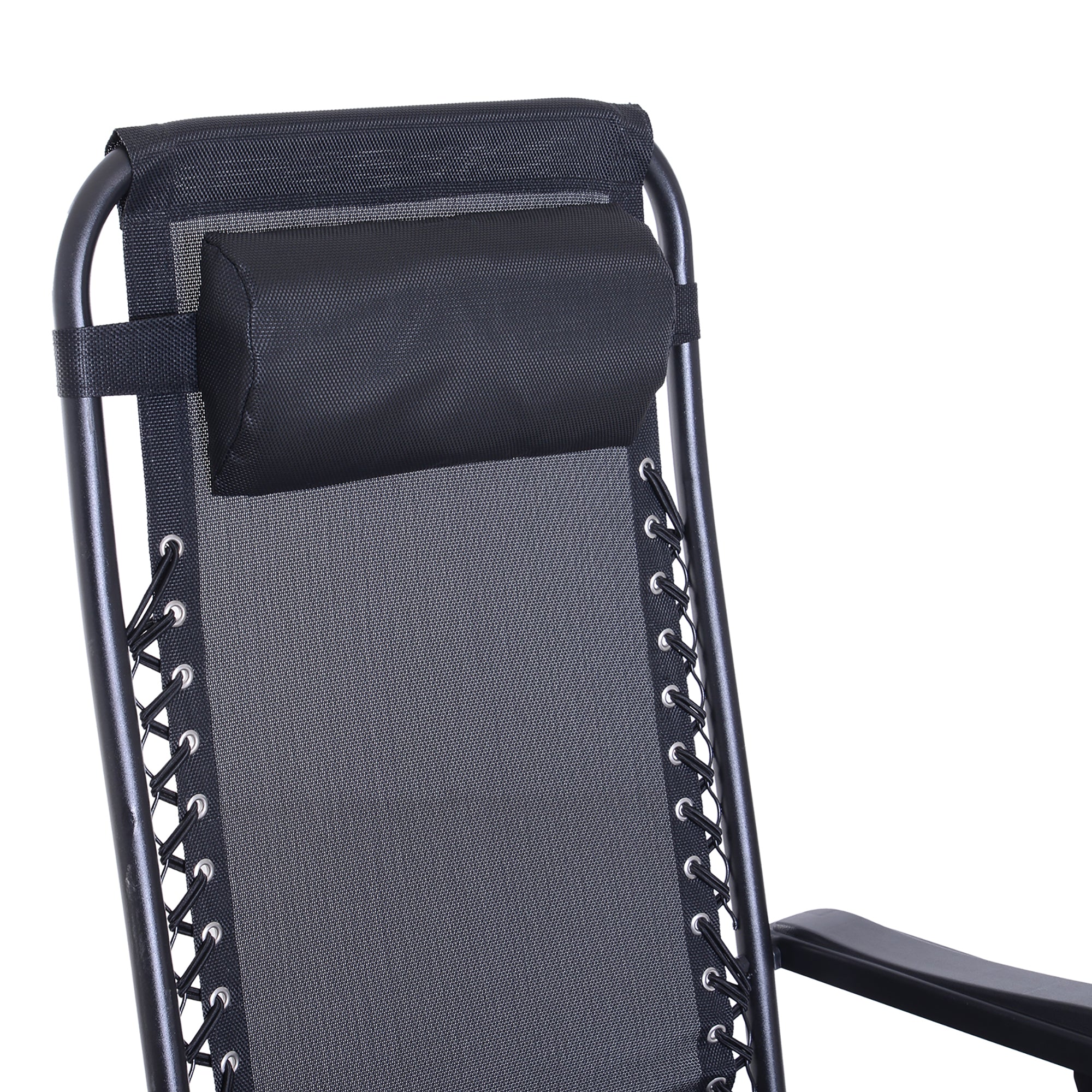 Foldable Reclining Zero Gravity Rocker, Pillow, Cup & Phone Holder, Black - Image 11