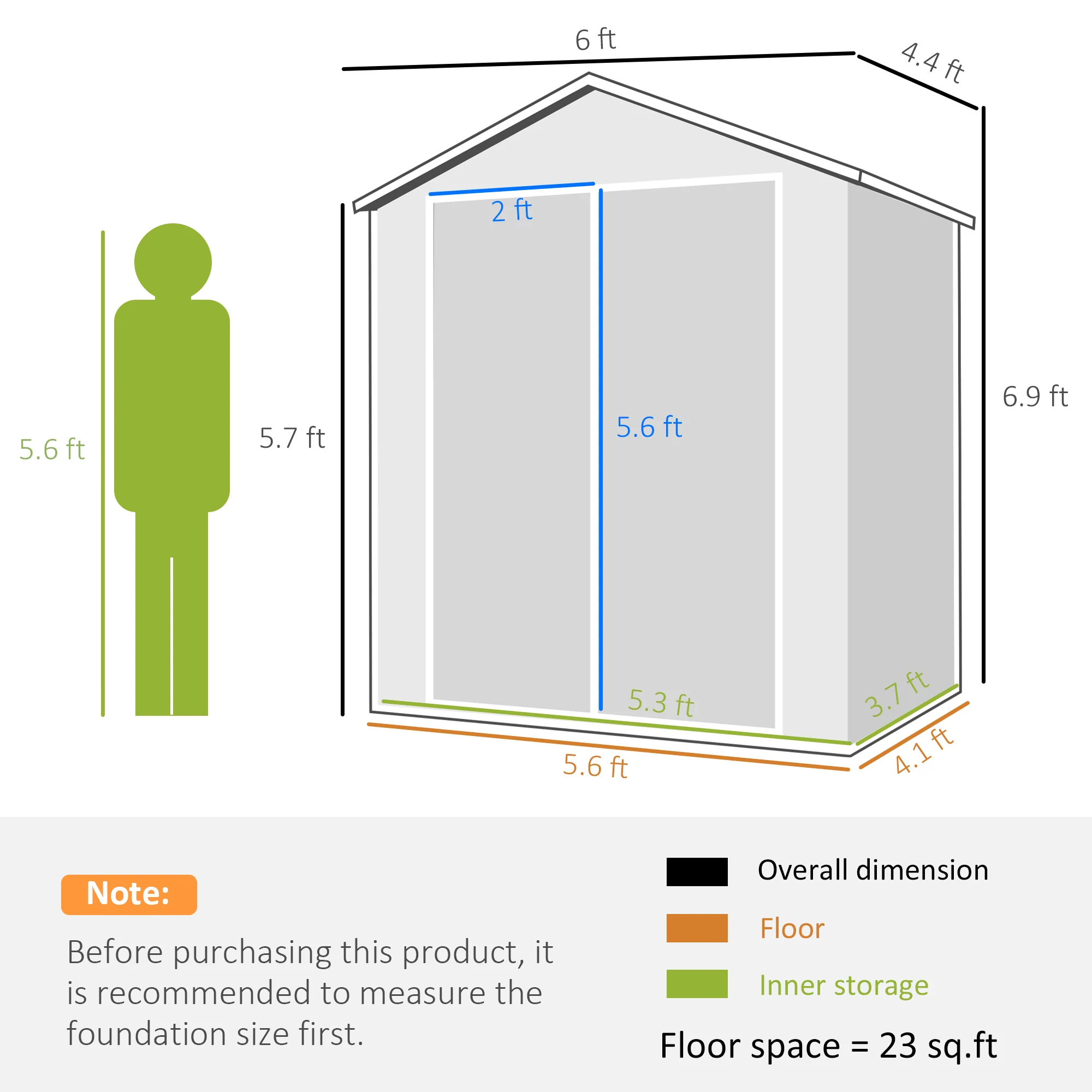 6' x 4.5' Plastic Outdoor Storage Shed with Window, Lockable Doors and Vents, Gray - Image 5