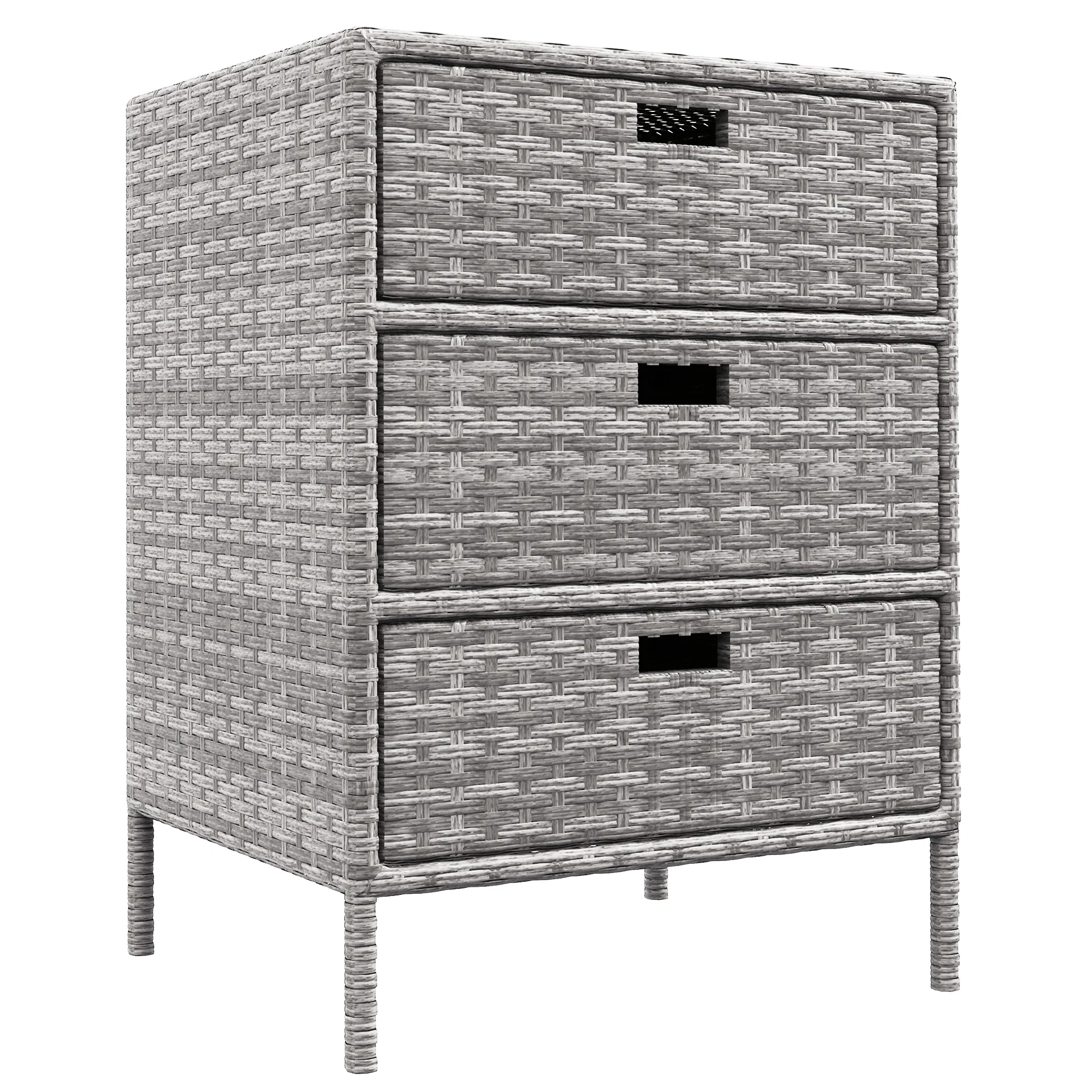 Outdoor Freestanding Outdoor Towel Rack with 3 Drawers and Weather Safe Material, Gray - Image 12