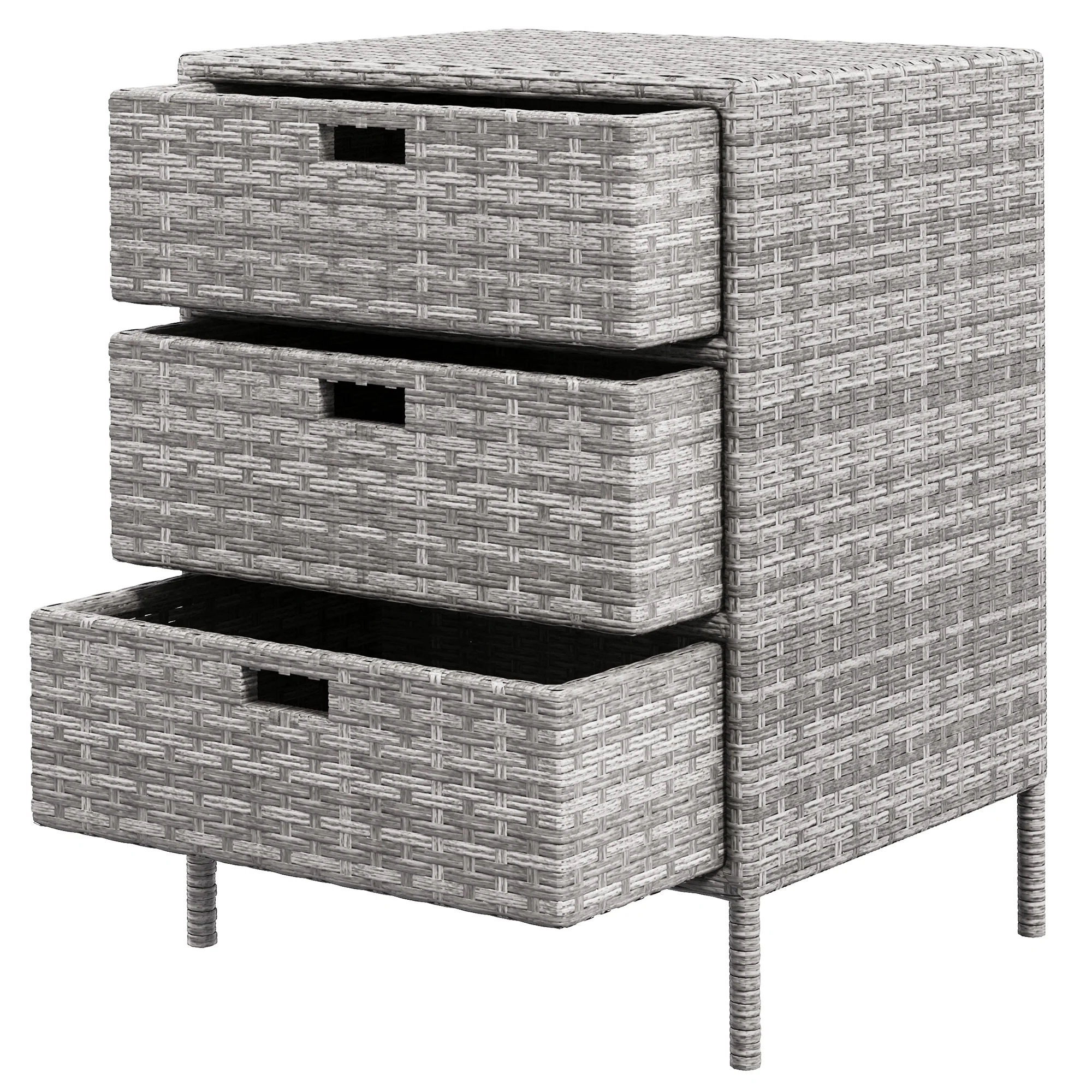 Outdoor Freestanding Outdoor Towel Rack with 3 Drawers and Weather Safe Material, Gray - Image 2