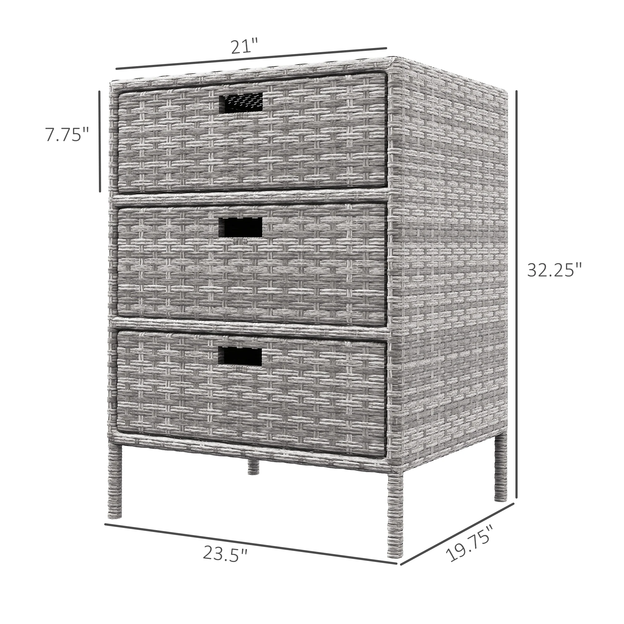Outdoor Freestanding Outdoor Towel Rack with 3 Drawers and Weather Safe Material, Gray - Image 5