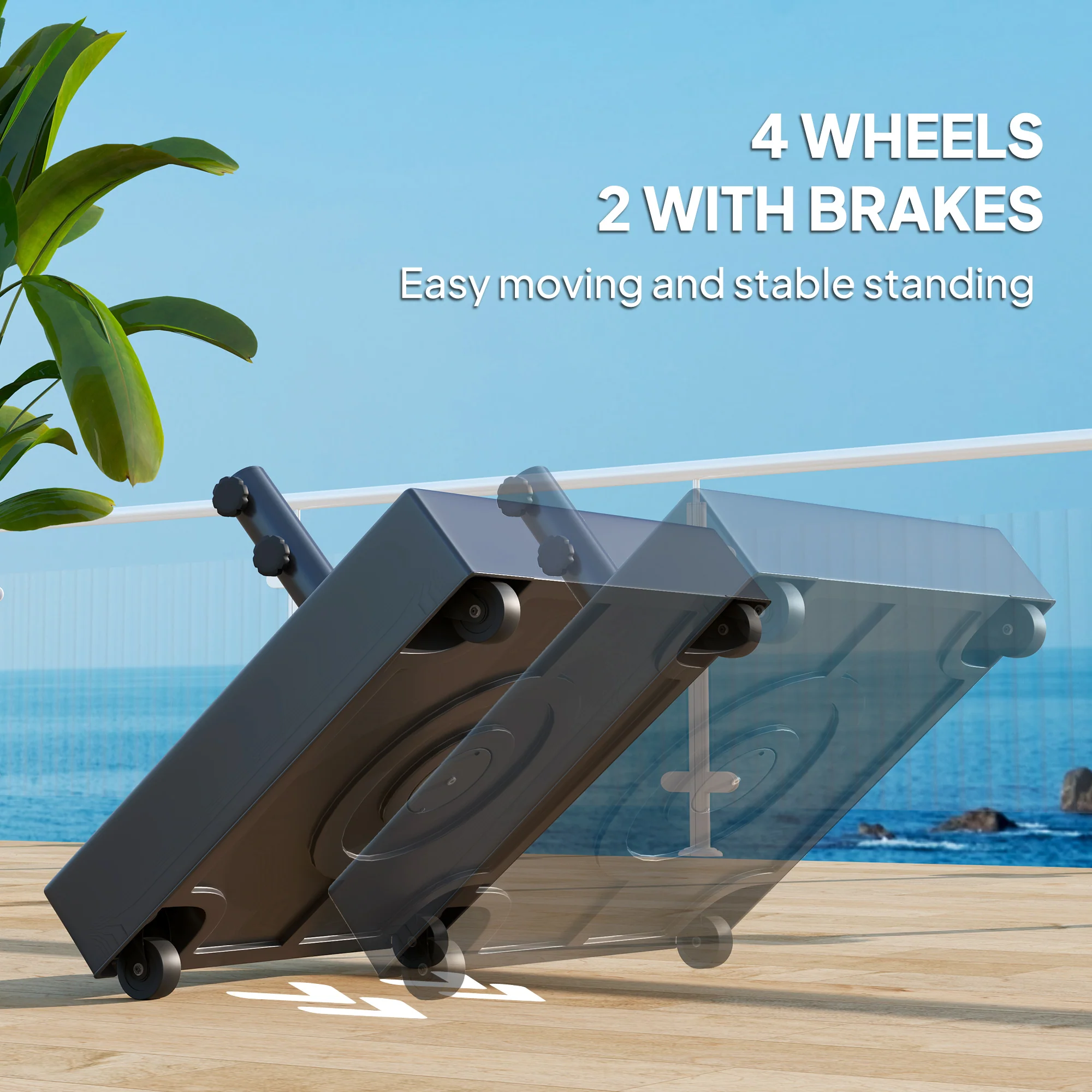 Outdoor Umbrella Stand Base with Wheels, Heavy Duty Patio Umbrella Base, Filled Up to 143lbs with Stand or 112lbs with Water, Patio Umbrella Holder for Garden, Poolside, Black - Image 8