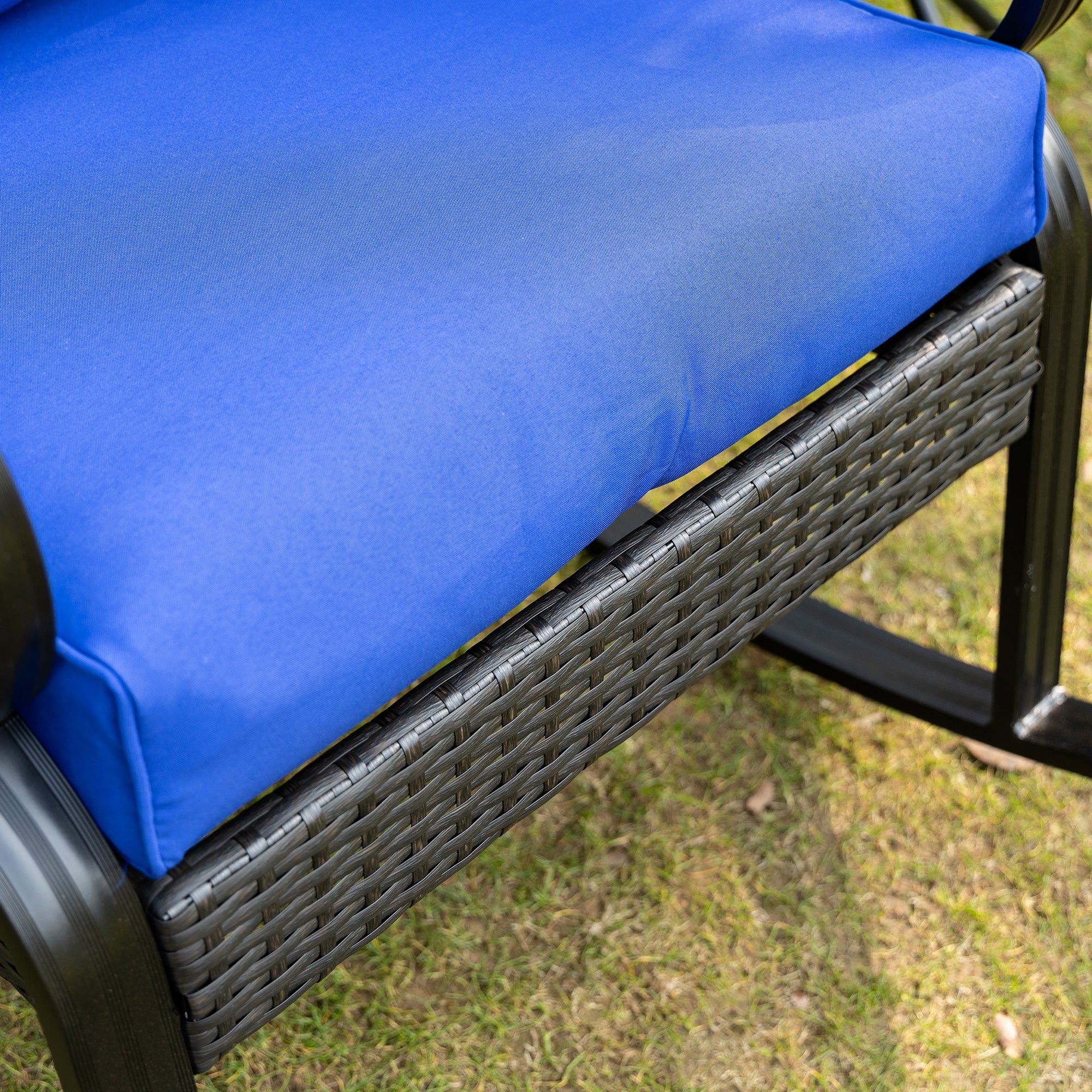 Patio Wicker Rocking Chairs with Removable Cushions, Outdoor Rattan Rockers, Blue - Image 10