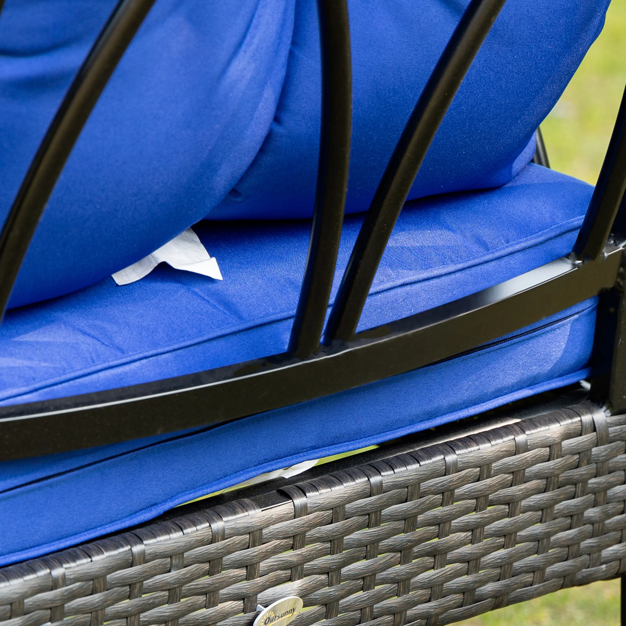 Patio Wicker Rocking Chairs with Removable Cushions, Outdoor Rattan Rockers, Blue - Image 11