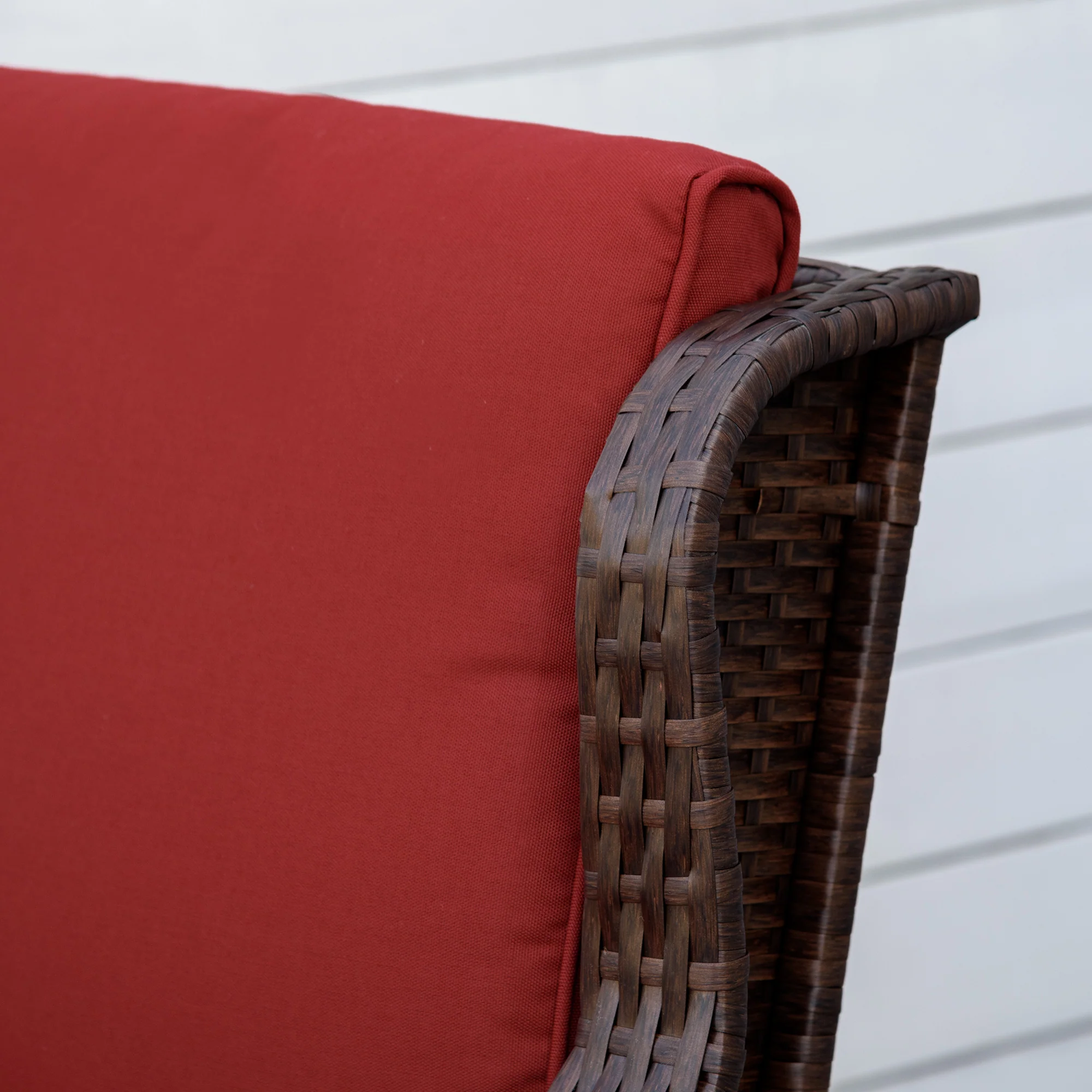 Outdoor Rockers with Wide Seat, Thick Cushions, Rattan Rockers with Steel Frame, Wine Red - Image 10