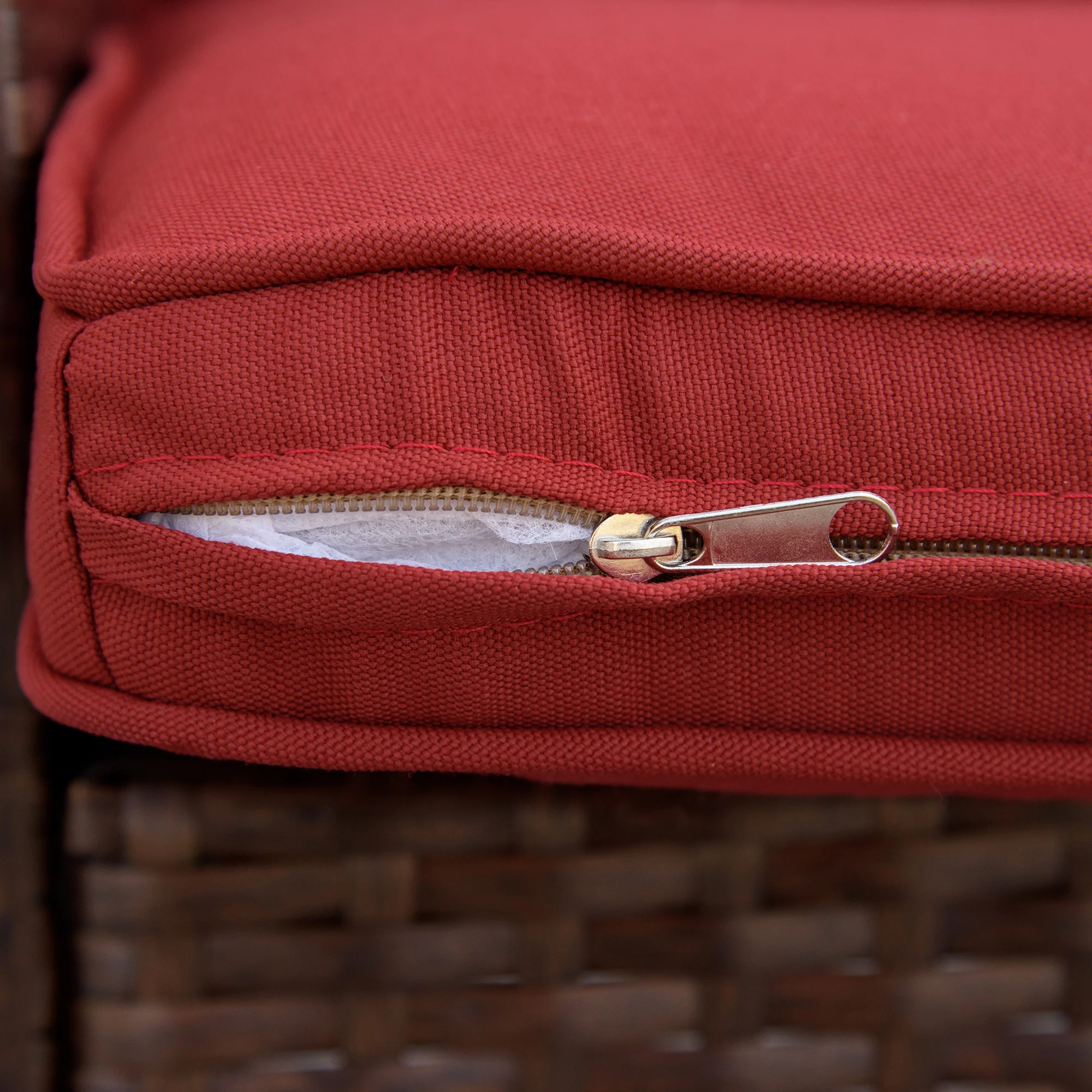 Outdoor Rockers with Wide Seat, Thick Cushions, Rattan Rockers with Steel Frame, Wine Red - Image 11