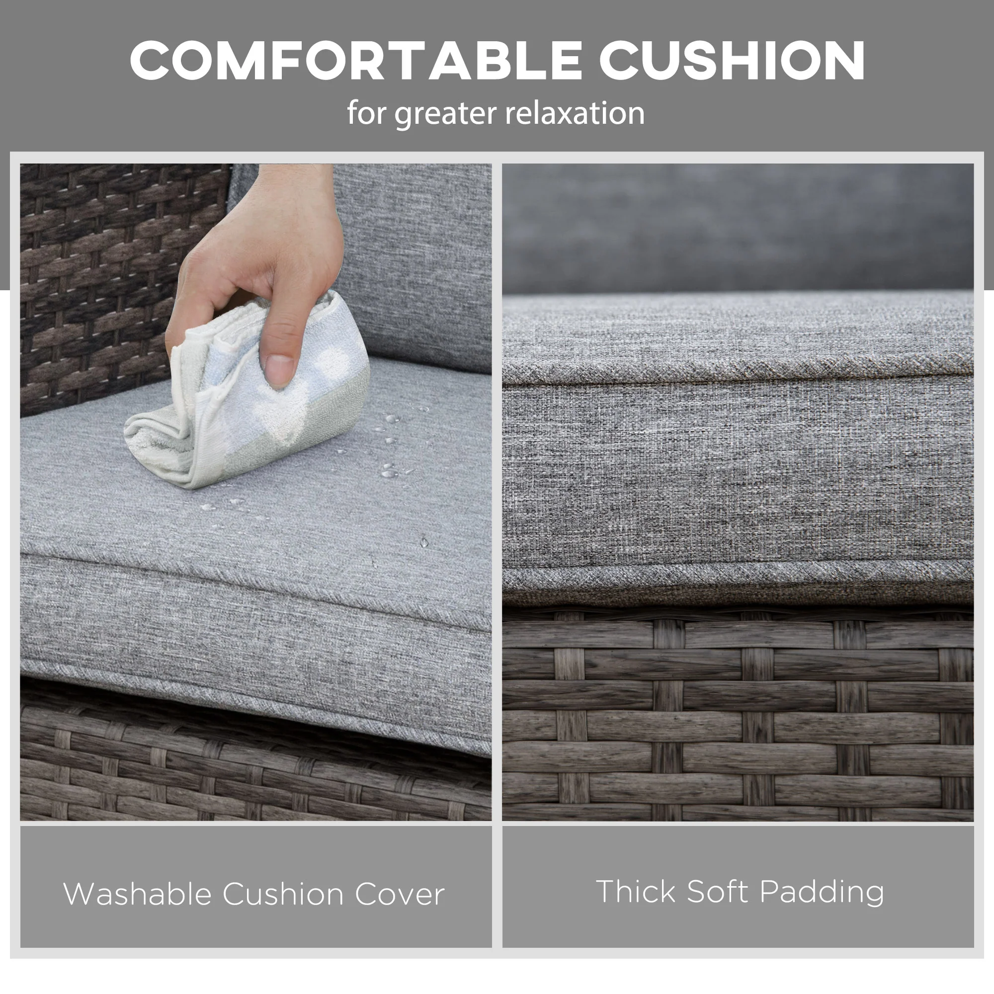 Outdoor Rockers with Wide Seat, Thick Cushions, Rattan Rockers with Steel Frame, Dark Gray - Image 7