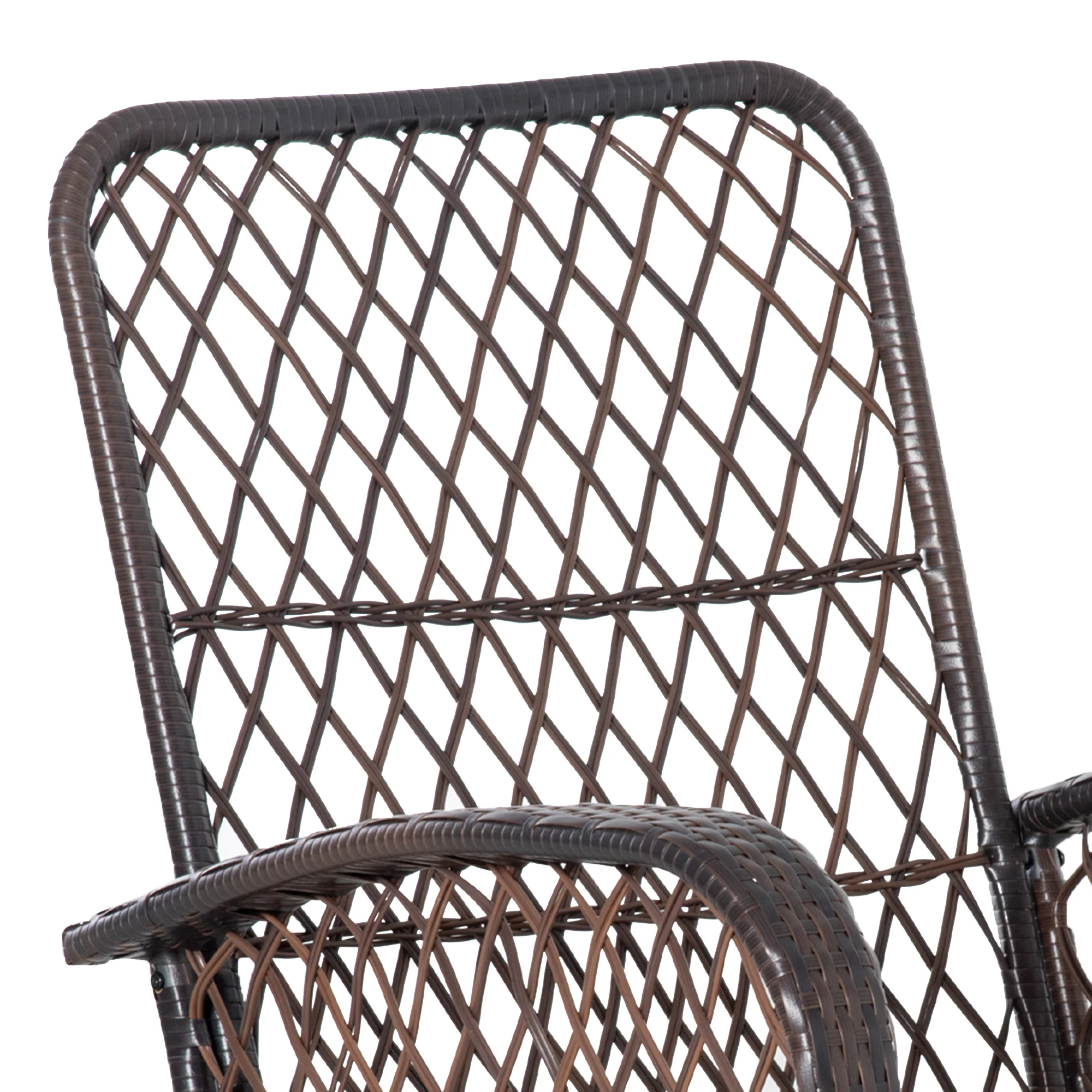 Rattan Rocking Chair with Thickened Cushion, Outdoor Rocker for Patio, Garden, Backyard, Gray - Image 11