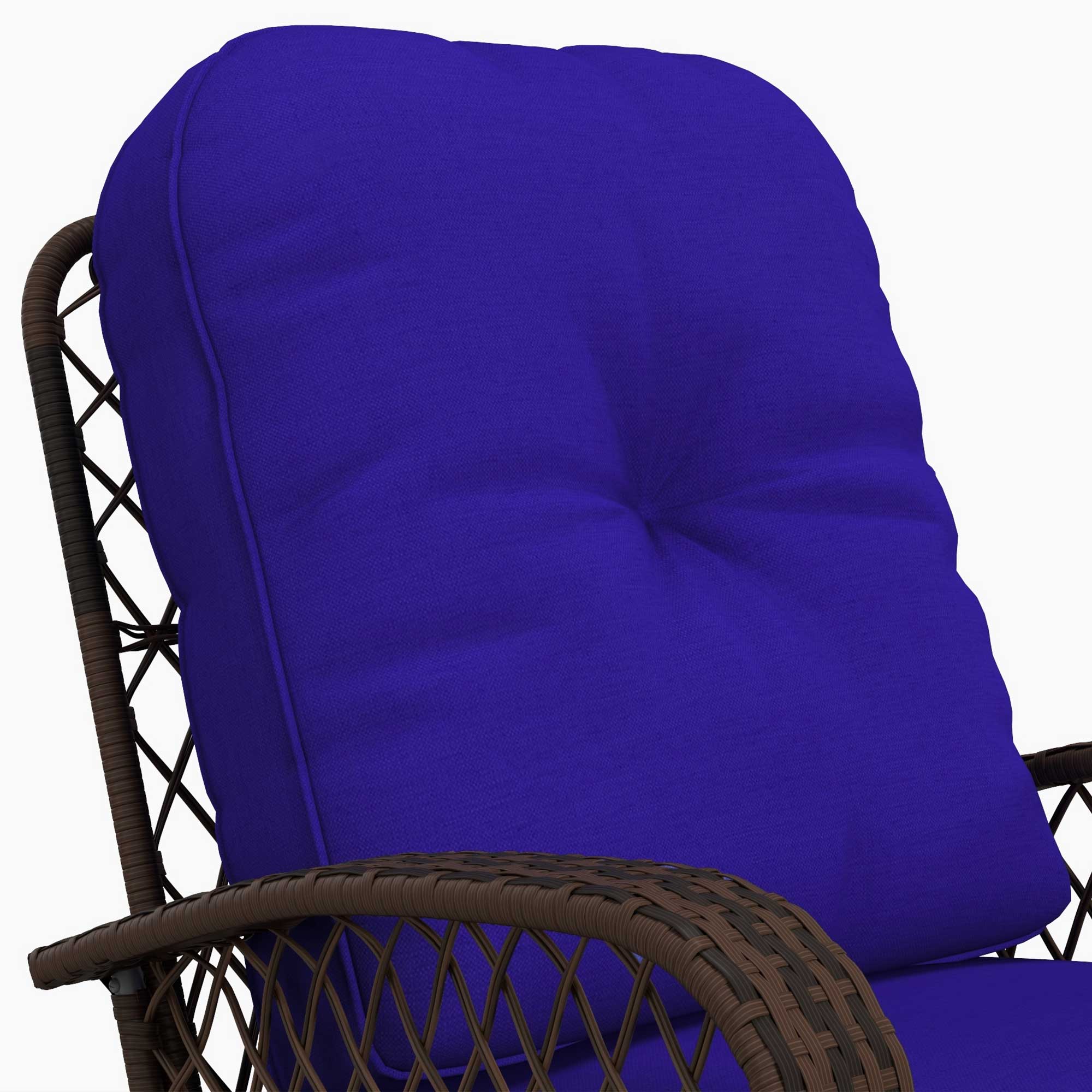 Rattan Rocking Chair with Thickened Cushion, Outdoor Rocker for Patio, Garden, Dark Blue - Image 9