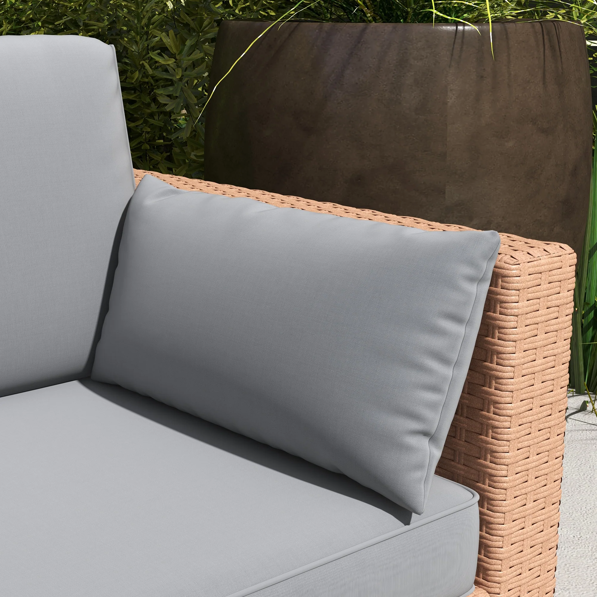 3-Seater PE Wicker Deep Seating Sofa with Removable Cushions, Sand - Image 10