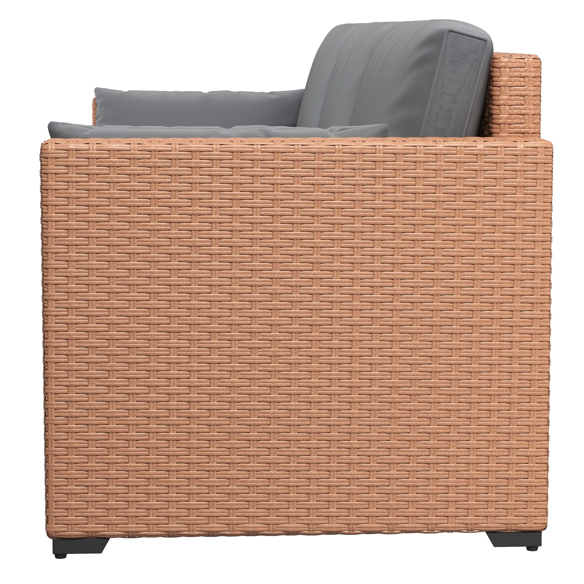 3-Seater PE Wicker Deep Seating Sofa with Removable Cushions, Sand - Image 11