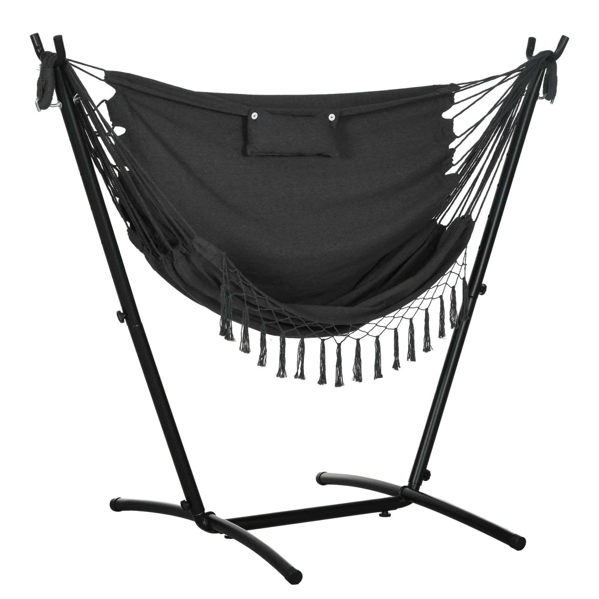 U-Shape Stand Hammock Chair with Headrest, Dark Gray - Image 12
