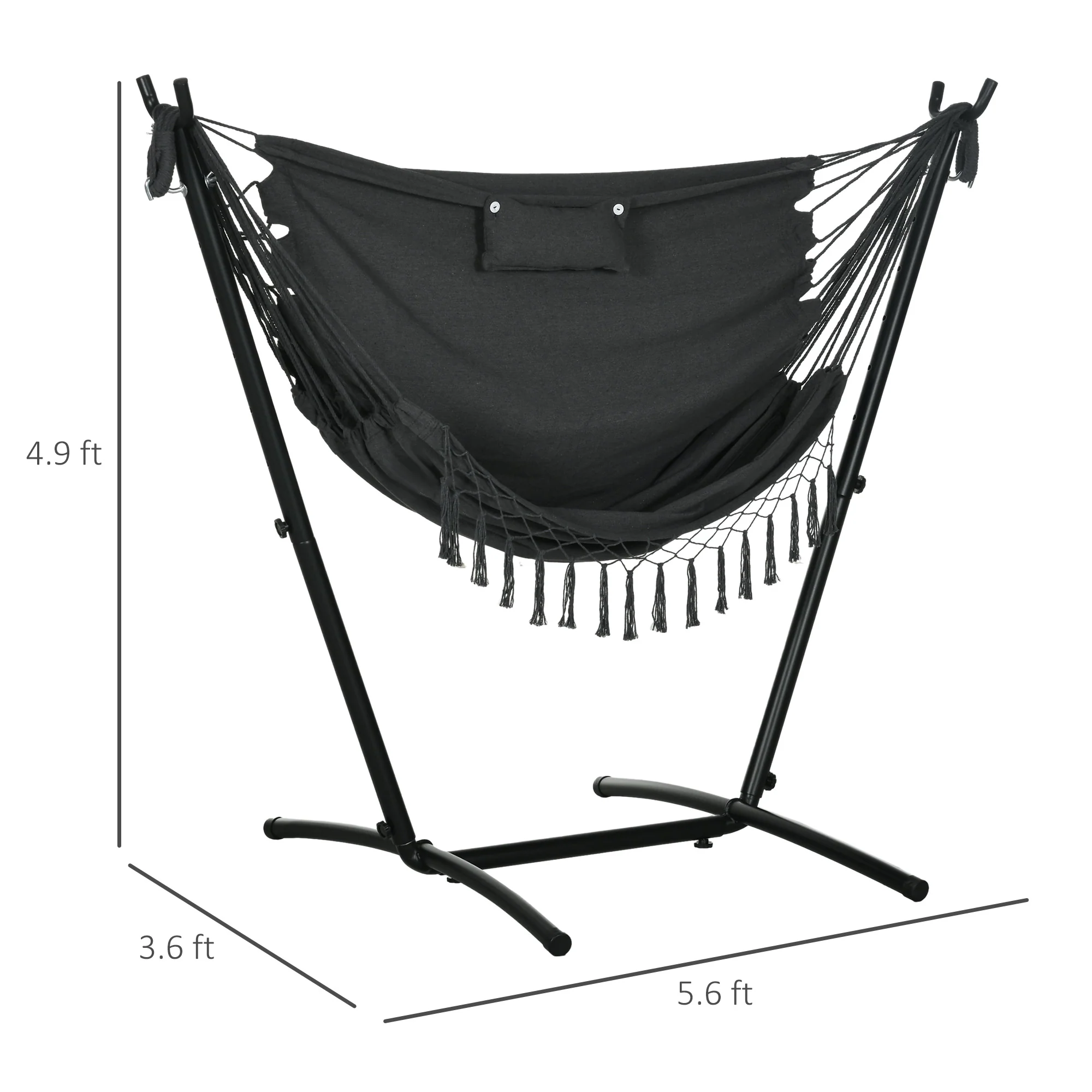 U-Shape Stand Hammock Chair with Headrest, Dark Gray - Image 5