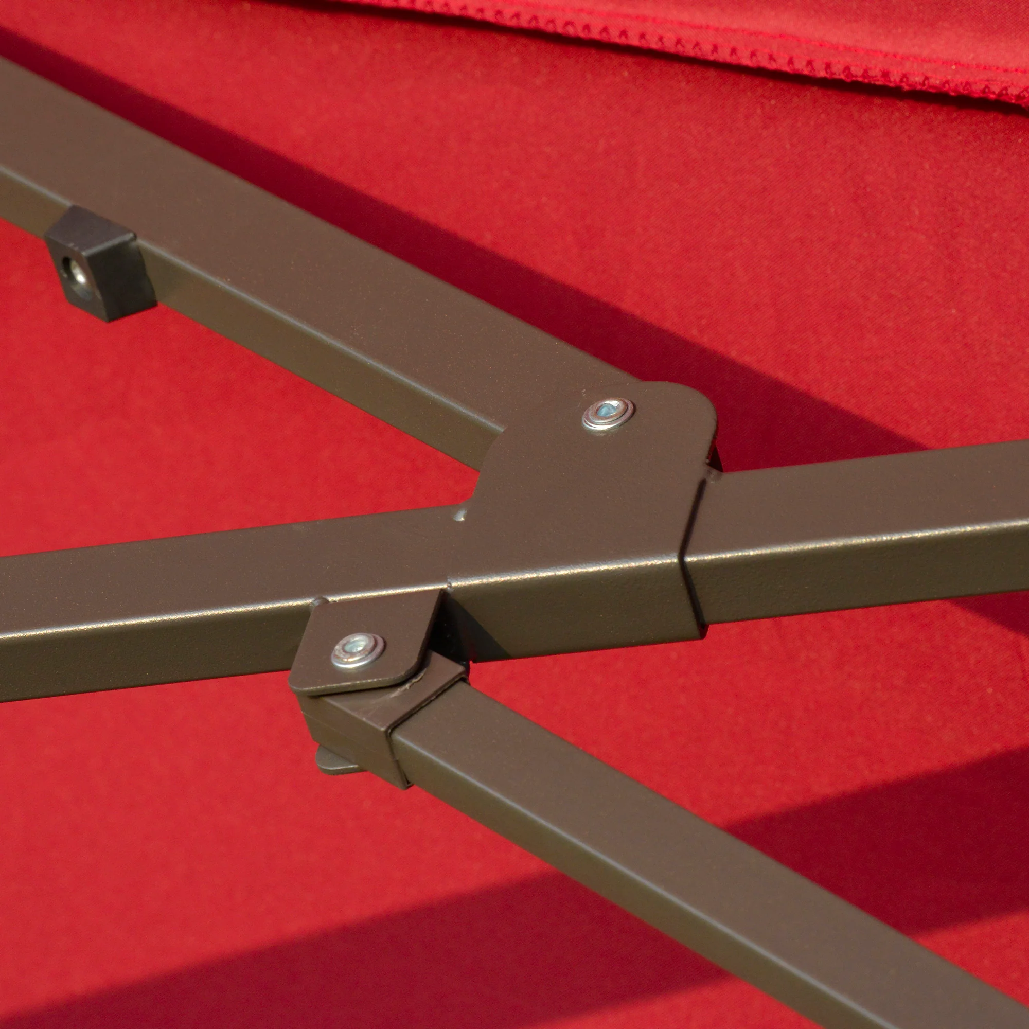 15' Rectangular Double-Sided Market Umbrella w/ Base, UV Protection & Crank, Wine Red - Image 11