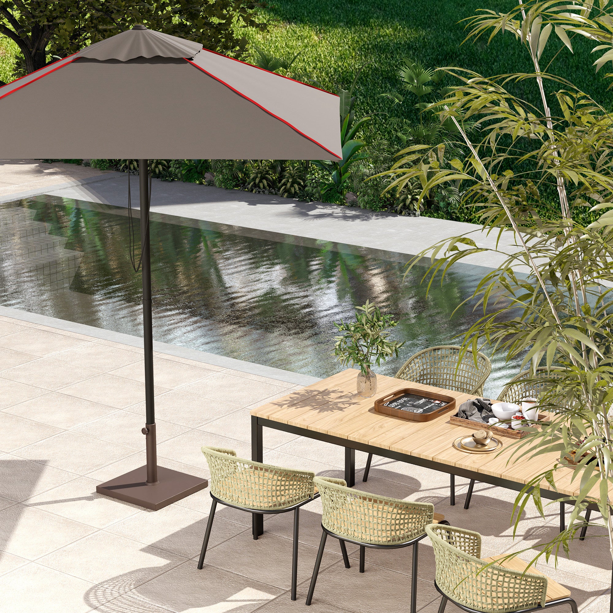 Patio Umbrella Base, 32 lbs Concrete Heavy Duty Umbrella Base, Outdoor Umbrella Stand Patio Umbrella Holder for 1.5"/1.9" Umbrella Poles for Outdoor, Lawn, Poolside, Brown - Image 10