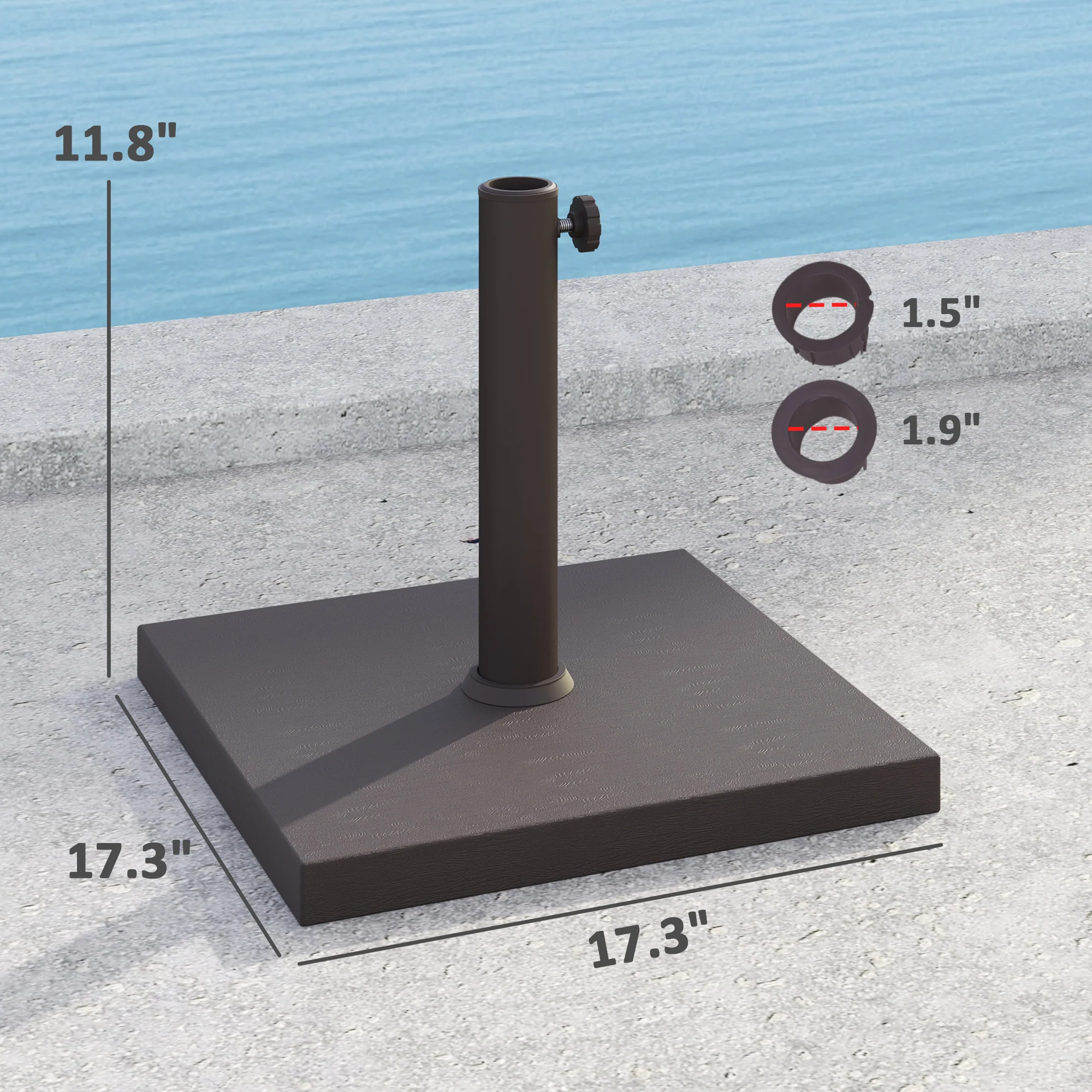 Patio Umbrella Base, 32 lbs Concrete Heavy Duty Umbrella Base, Outdoor Umbrella Stand Patio Umbrella Holder for 1.5"/1.9" Umbrella Poles for Outdoor, Lawn, Poolside, Brown - Image 5