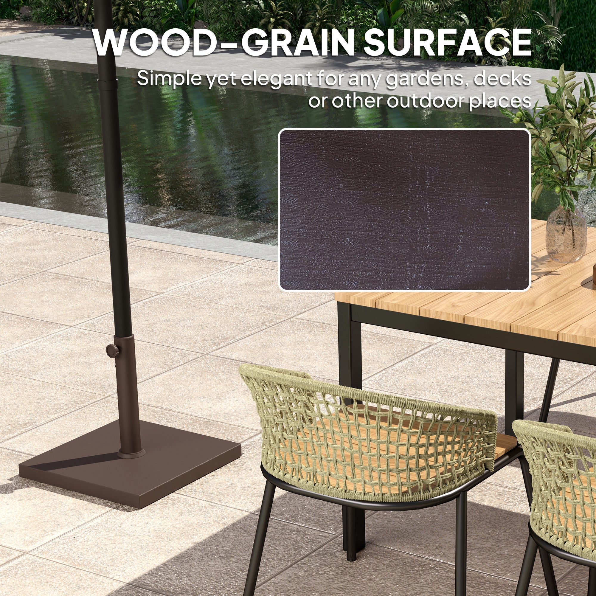 Patio Umbrella Base, 32 lbs Concrete Heavy Duty Umbrella Base, Outdoor Umbrella Stand Patio Umbrella Holder for 1.5"/1.9" Umbrella Poles for Outdoor, Lawn, Poolside, Brown - Image 8
