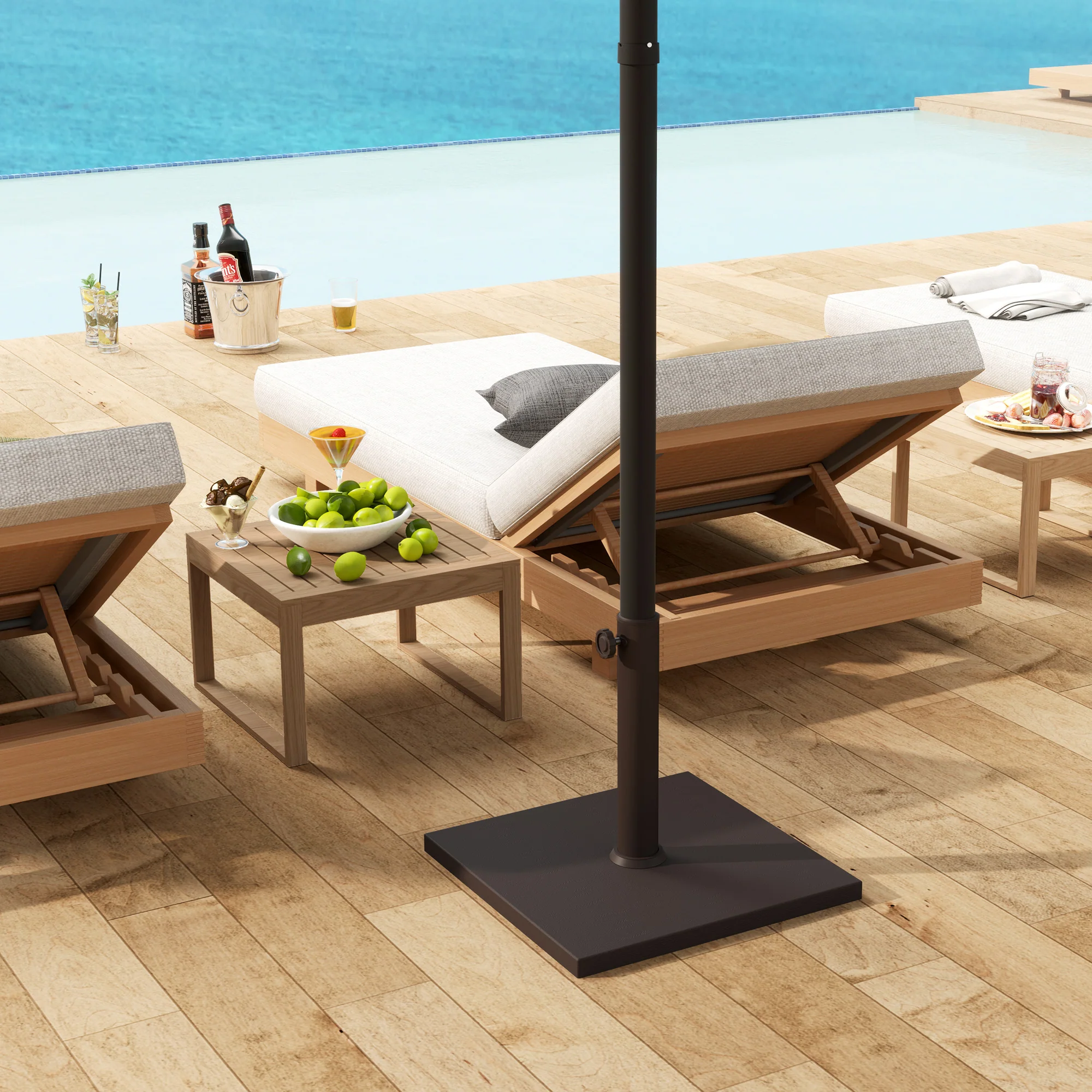 Patio Umbrella Base, 32 lbs Concrete Heavy Duty Umbrella Base, Outdoor Umbrella Stand Patio Umbrella Holder for 1.5"/1.9" Umbrella Poles for Outdoor, Lawn, Poolside, Brown - Image 9