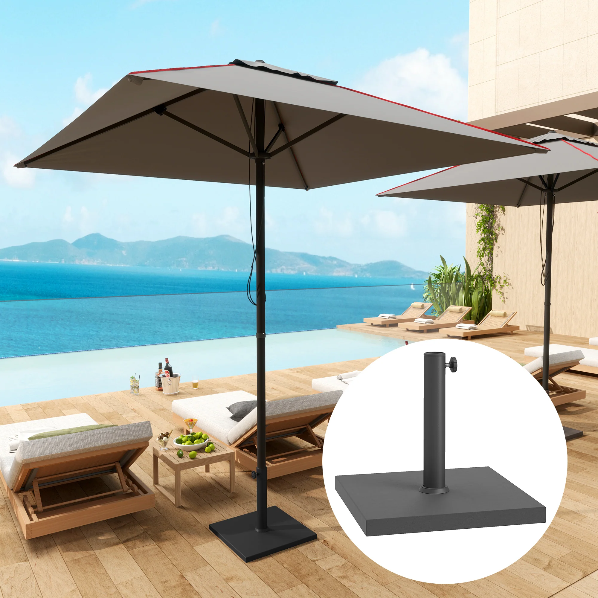 Patio Umbrella Base, 32 lbs Concrete Heavy Duty Umbrella Base, Outdoor Umbrella Stand Patio Umbrella Holder for 1.5"/1.9" Umbrella Poles for Outdoor, Lawn, Poolside, Black - Image 3
