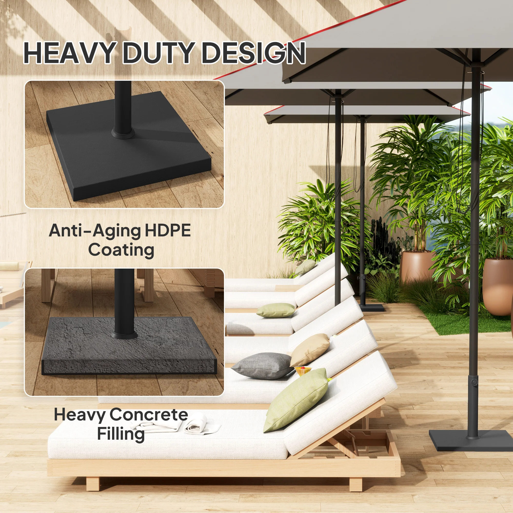 Patio Umbrella Base, 32 lbs Concrete Heavy Duty Umbrella Base, Outdoor Umbrella Stand Patio Umbrella Holder for 1.5"/1.9" Umbrella Poles for Outdoor, Lawn, Poolside, Black - Image 7