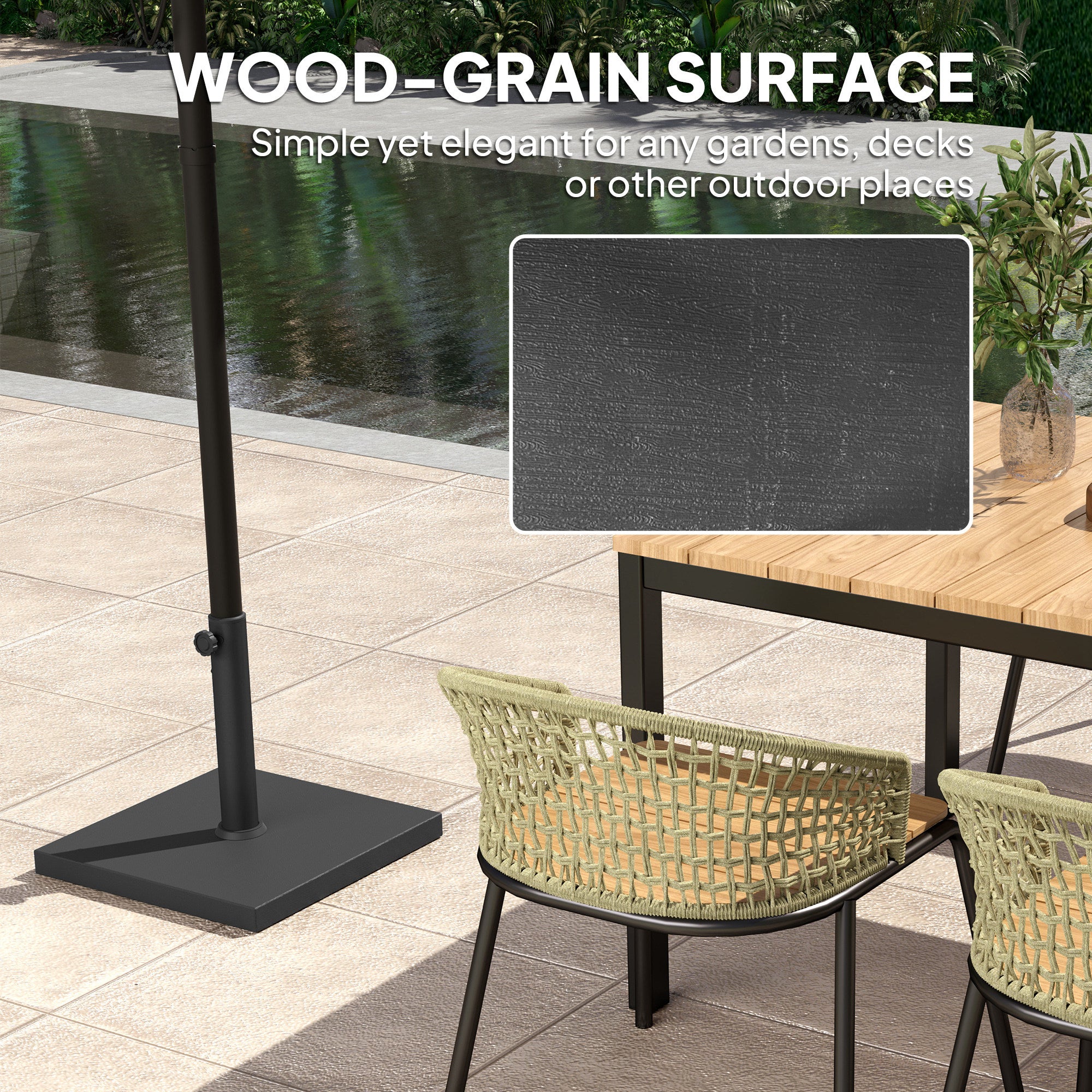 Patio Umbrella Base, 32 lbs Concrete Heavy Duty Umbrella Base, Outdoor Umbrella Stand Patio Umbrella Holder for 1.5"/1.9" Umbrella Poles for Outdoor, Lawn, Poolside, Black - Image 8